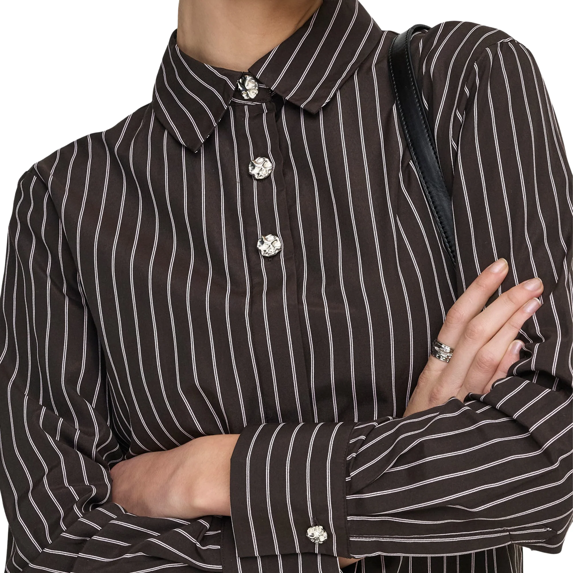 JDY Soho L/S Loose Striped Shirt Chocolate Torte - Image 3