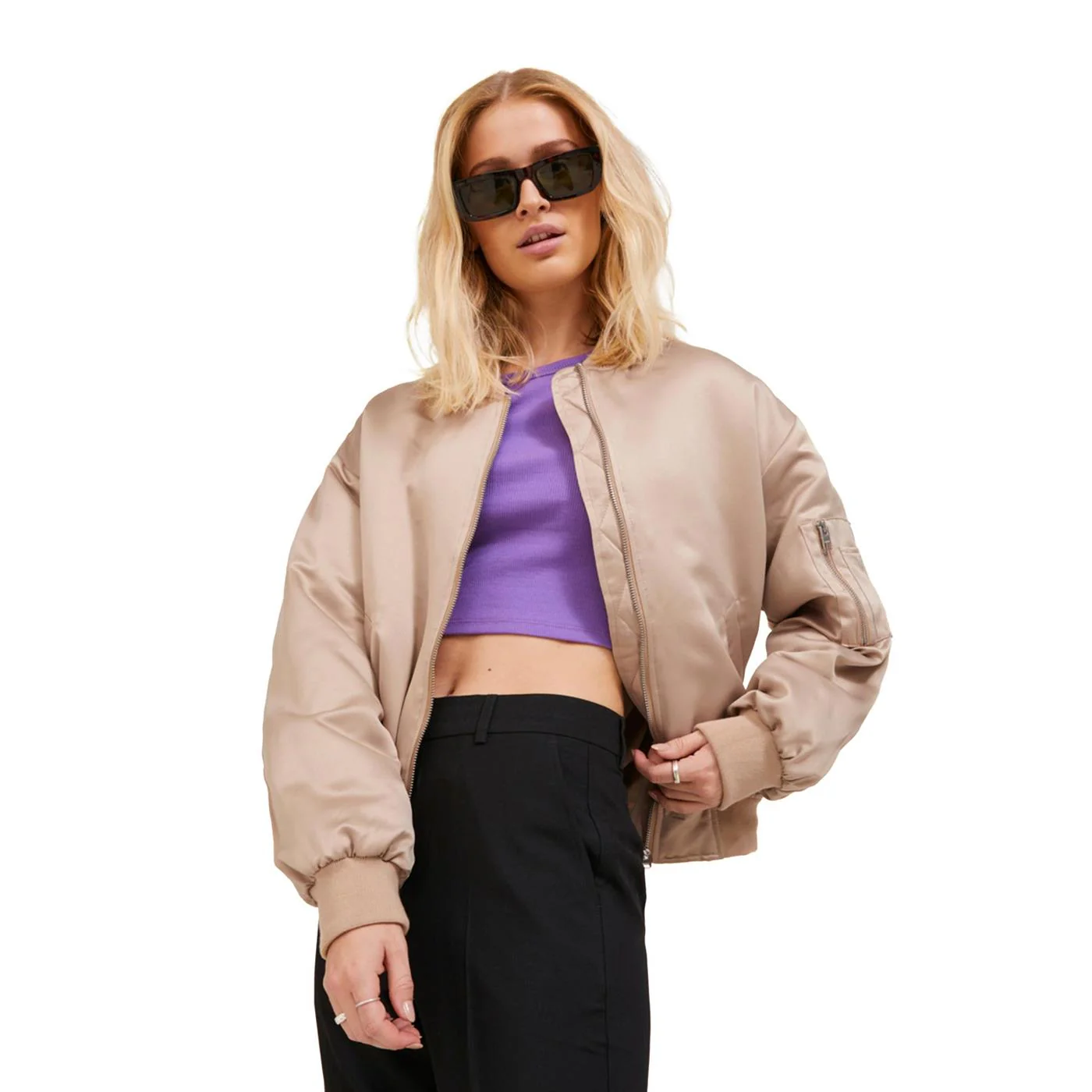 JJXX Madison Satin Bomber Jacket Incense