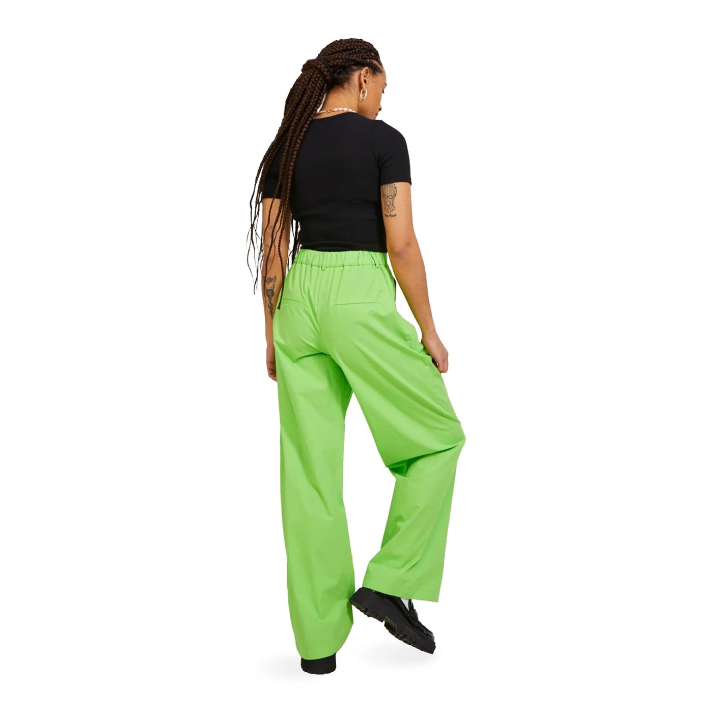 JJXX Vigga Rlx Wide HW Pant Lime Punch - Image 3