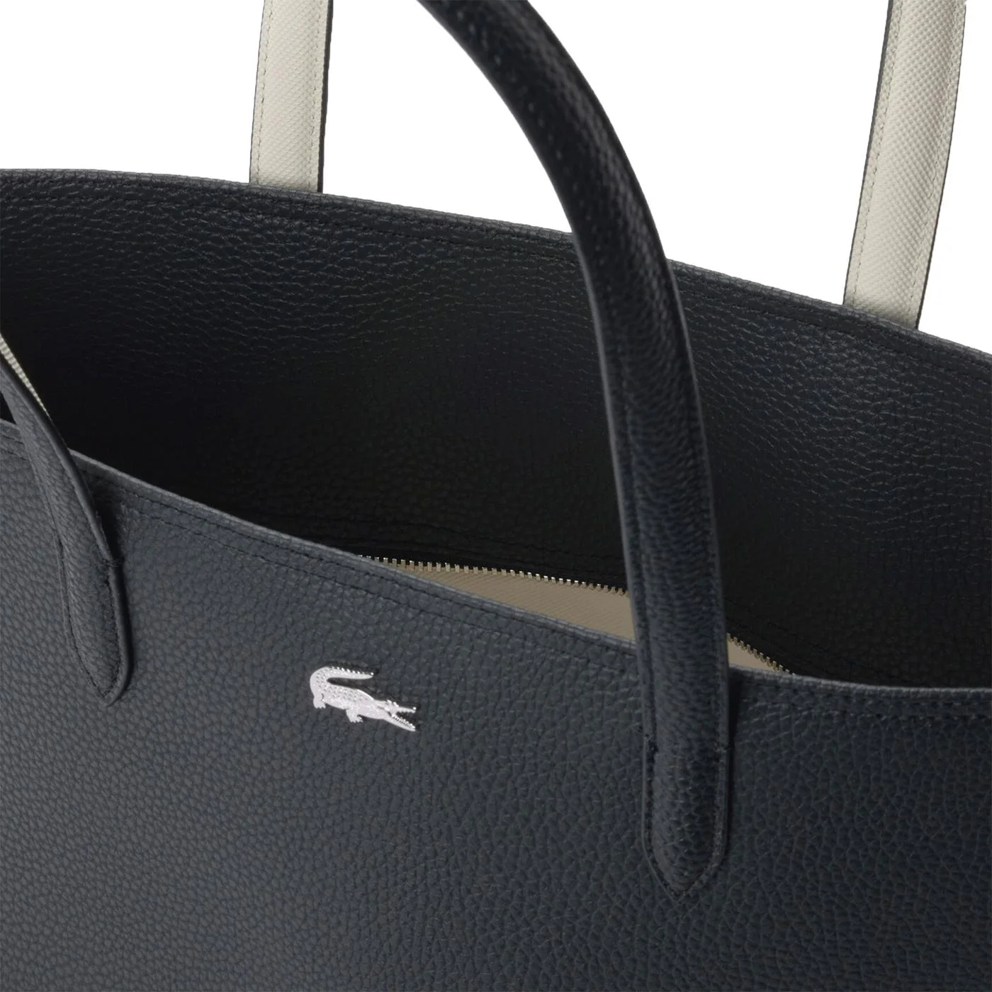 Lacoste Anna Zipped Shopping Bag Black/Flour - Image 4
