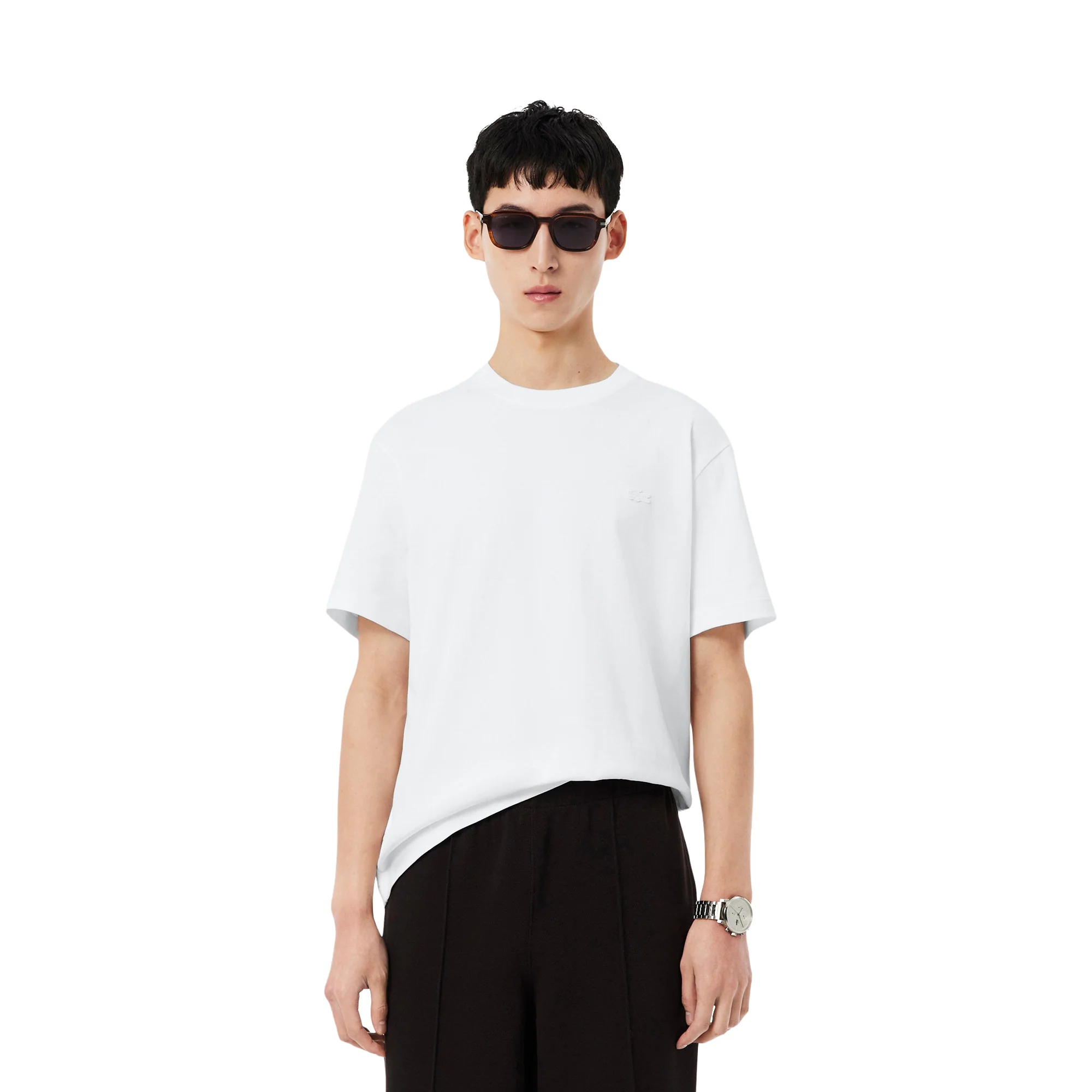 Lacoste Classic Fit Back Print Heavy Cotton T-Shirt White - Image 2