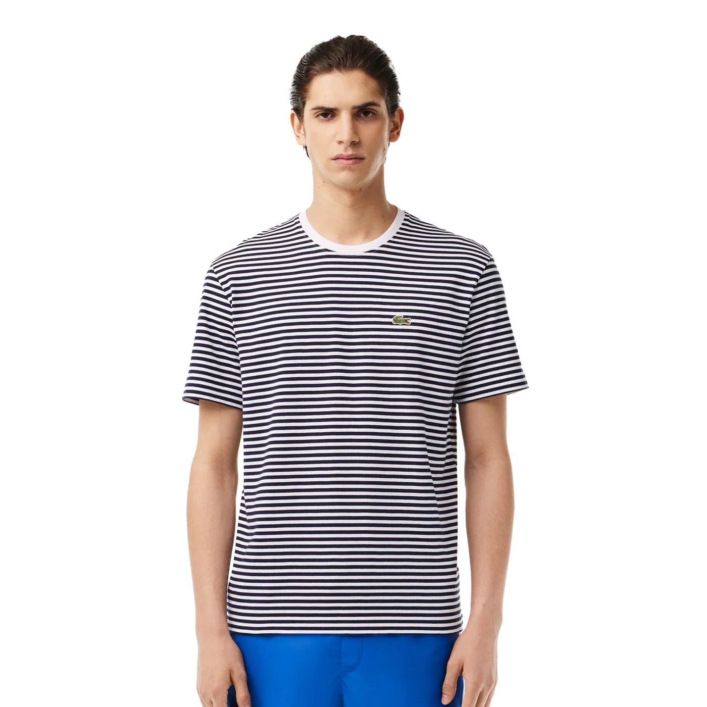Lacoste Heavy Cotton Striped T-Shirt White/Navy