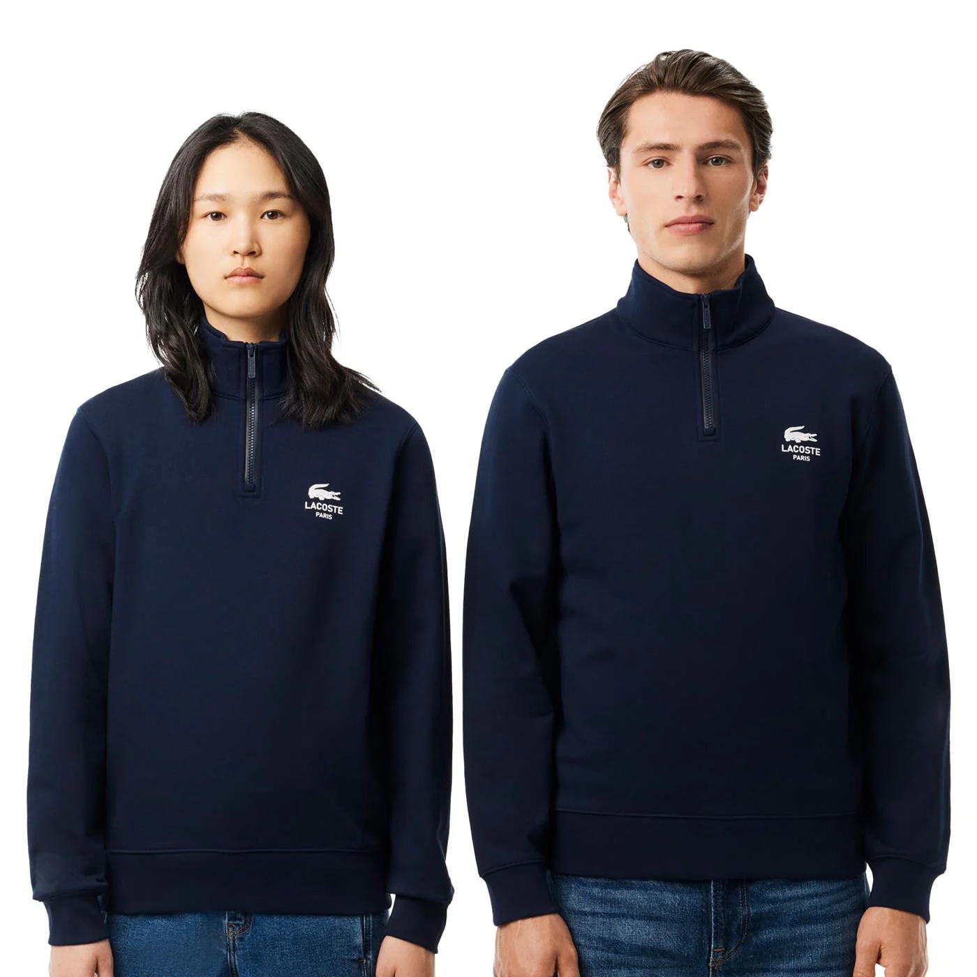 Lacoste High-Neck Zip-Up Print Sweatshirt Midnight Blue