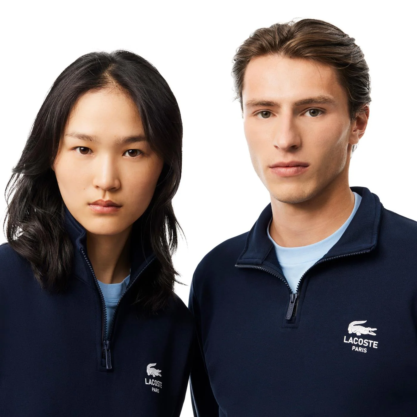 Lacoste High-Neck Zip-Up Print Sweatshirt Midnight Blue - Image 3