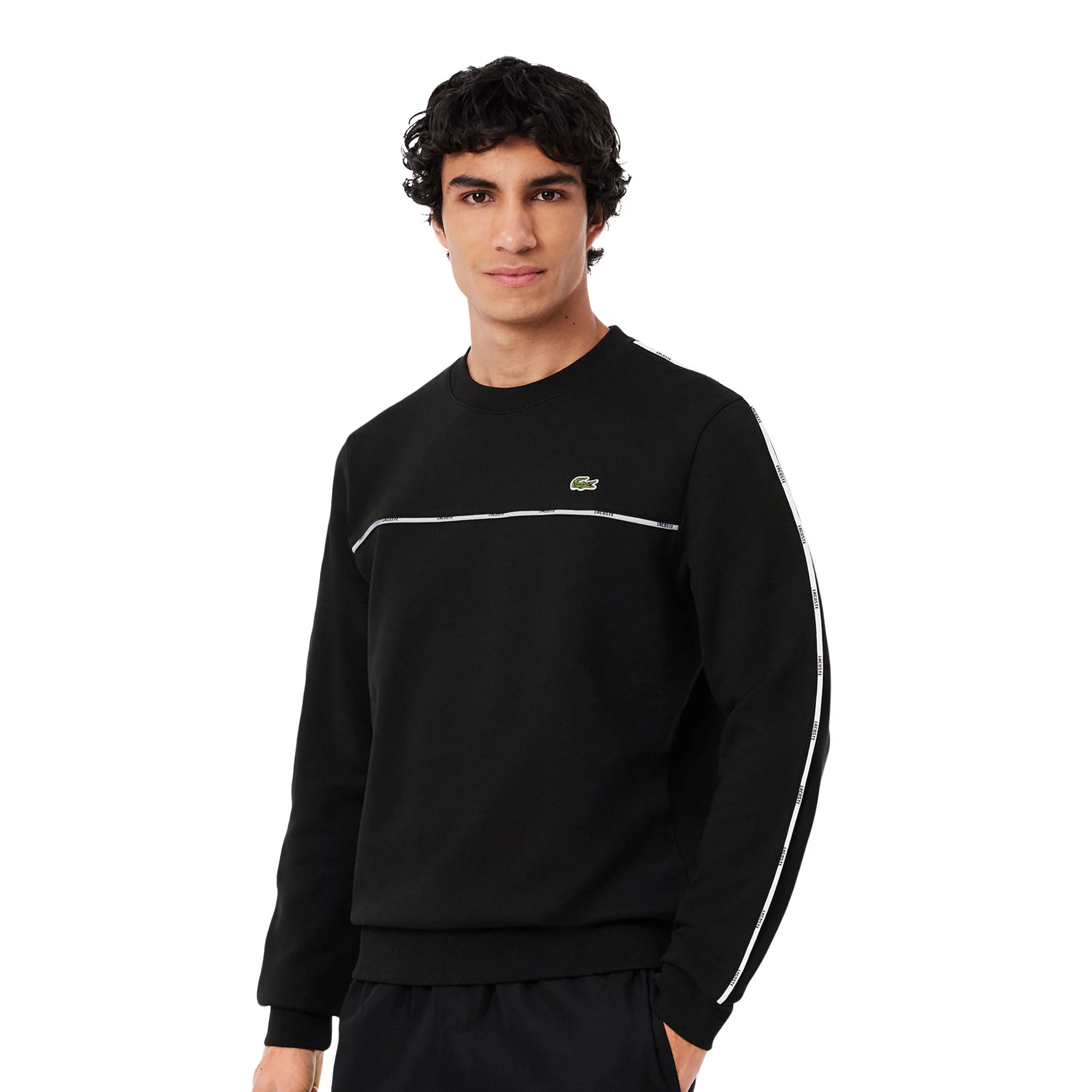Lacoste Logo Trim Fleece Sweatshirt Black