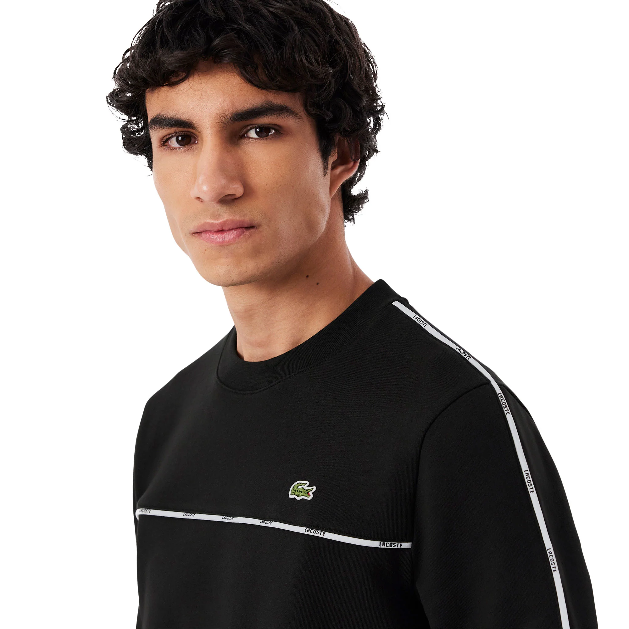 Lacoste Logo Trim Fleece Sweatshirt Black - Image 3