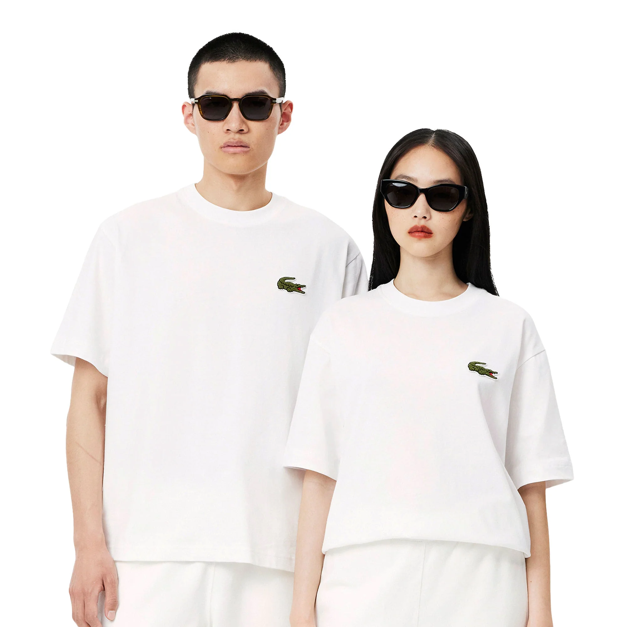 Lacoste Loose Fit Heavy Cotton Badge T-Shirt White