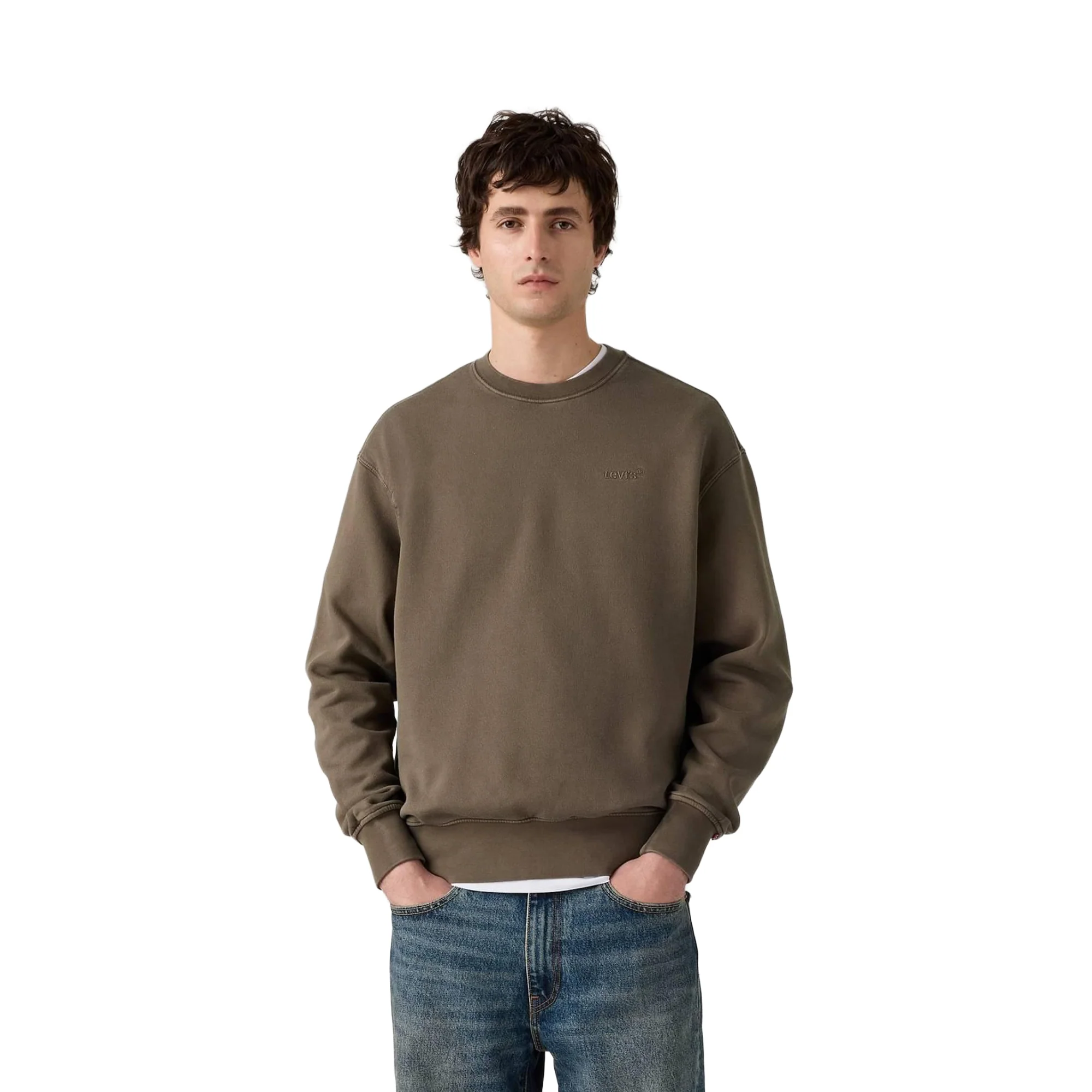 Levis Authentic Crew Garment Dye Maitake Brown