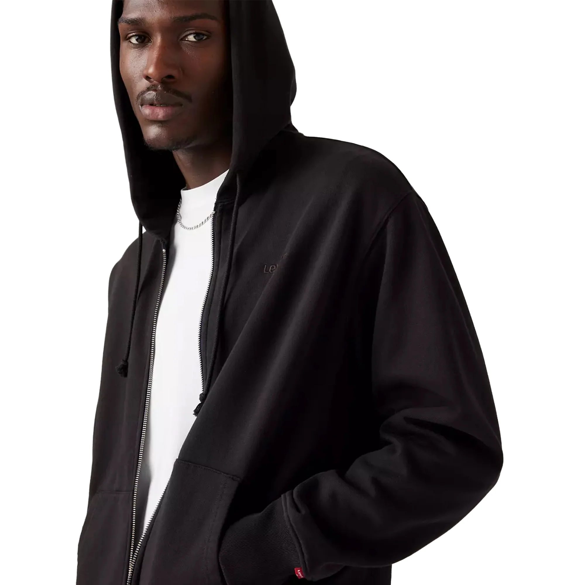Levis Authentic Full Zip Hoodie Black Agate Garment Dye - Image 4