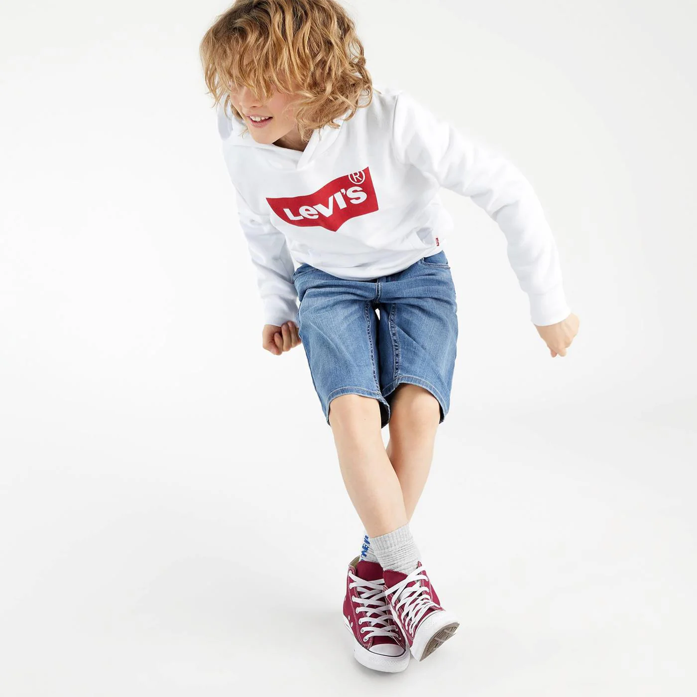 Levis Batwing Screenprint Hoodie White - Image 3