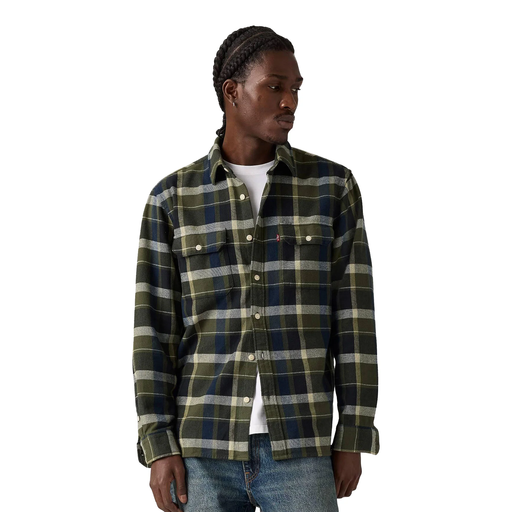 Levis Jackson Worker Shirt Medina Plaid Deep Depths