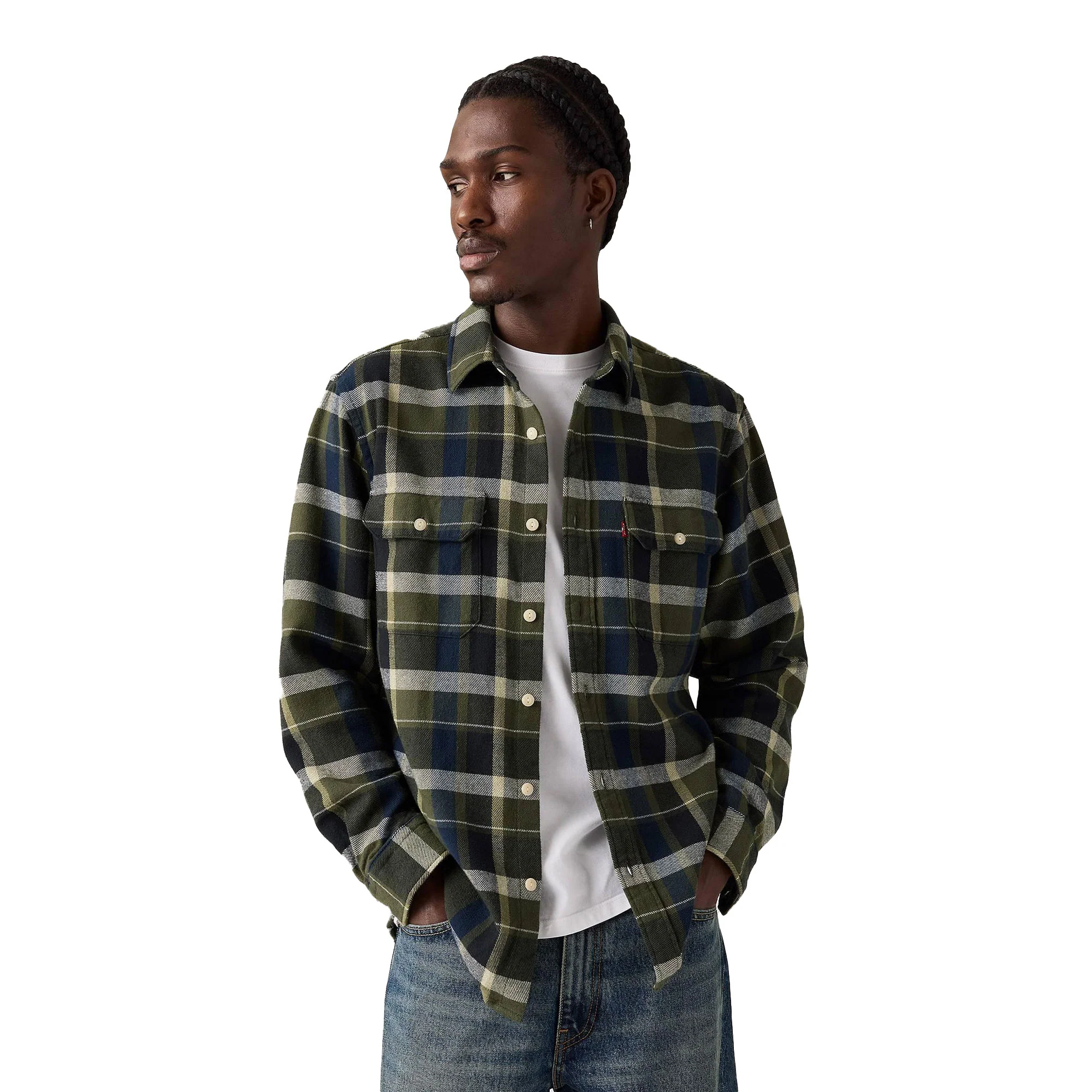 Levis Jackson Worker Shirt Medina Plaid Deep Depths - Image 3