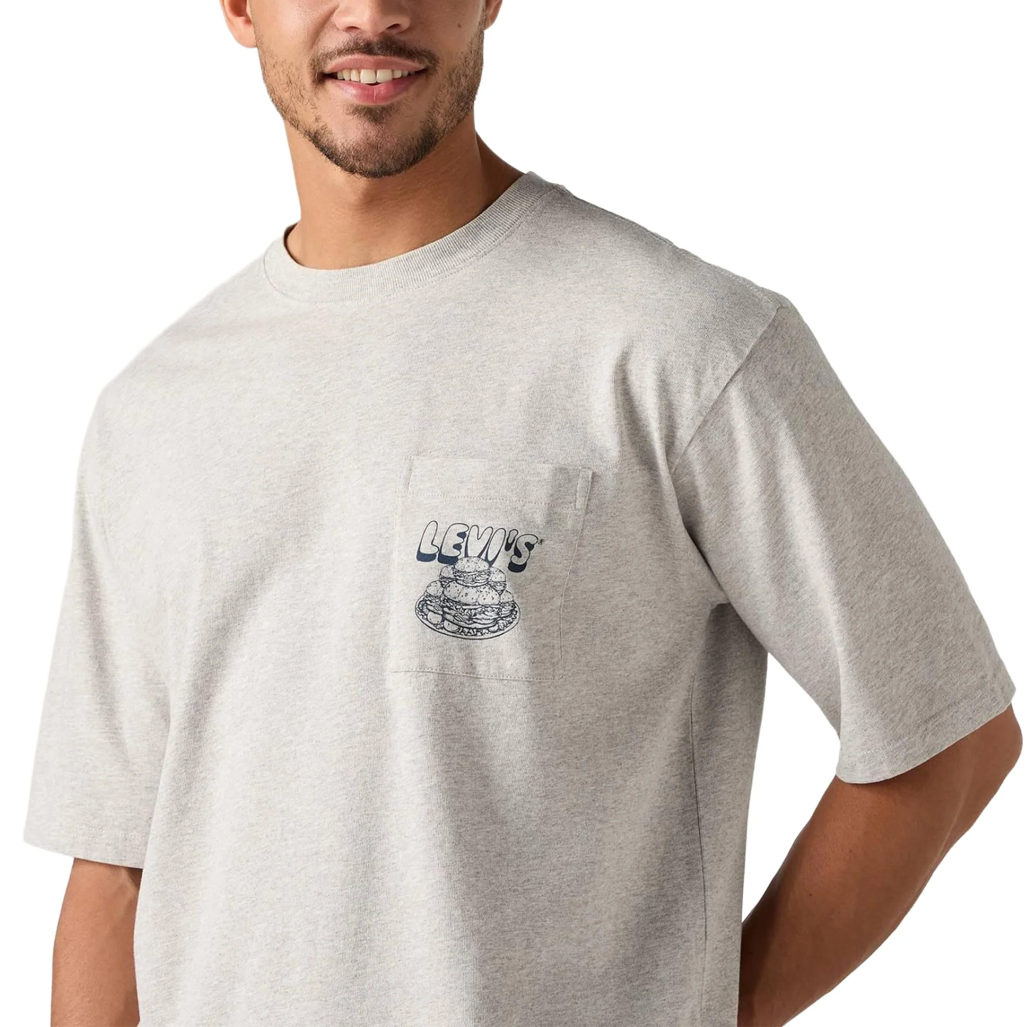 Levis LSE Half Sleeve Graphic Pocket Tee Flavor Lgt Heather - Image 3