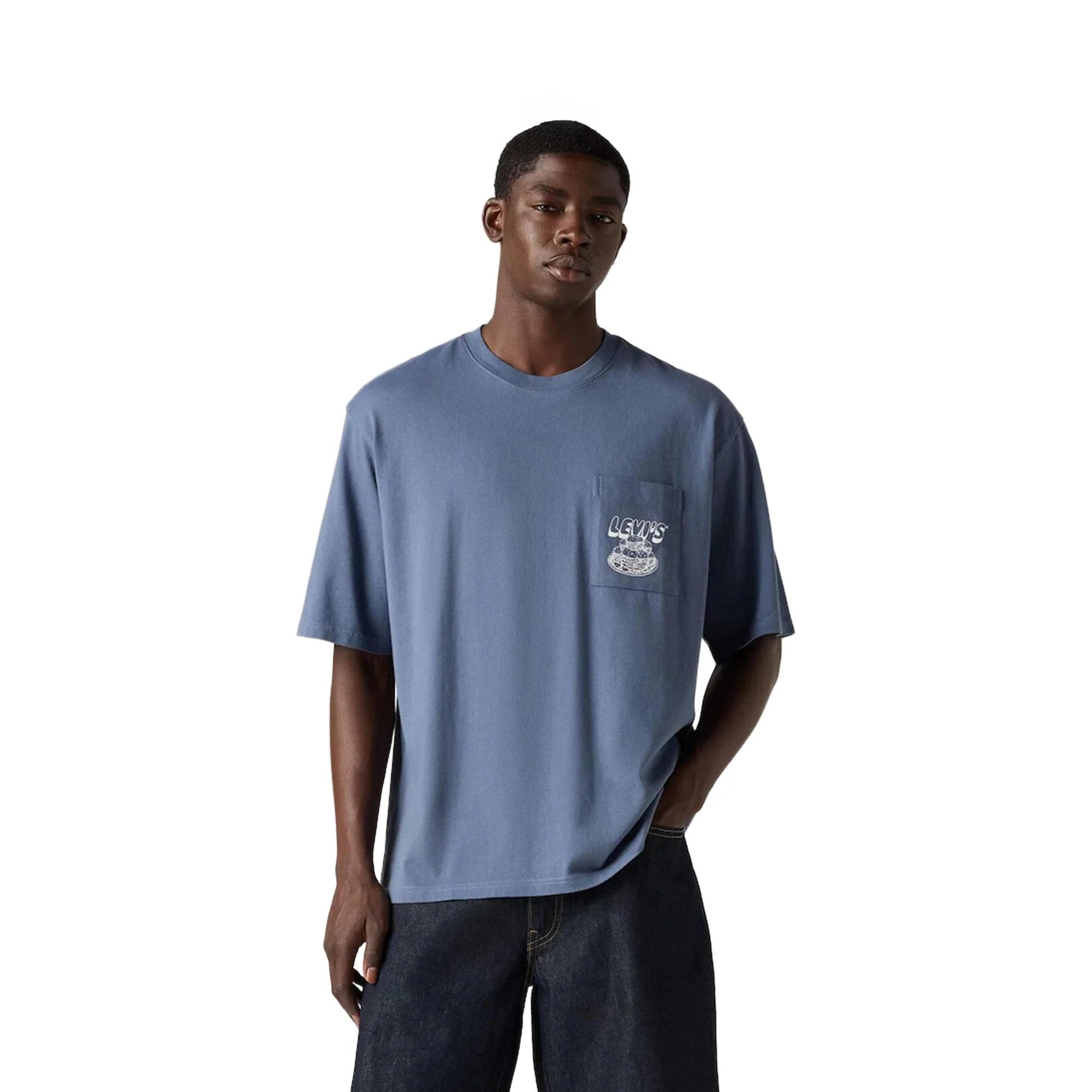 Levis LSE Half Sleeve Graphic Pocket Tee Flavor Vtg Indigo - Image 2