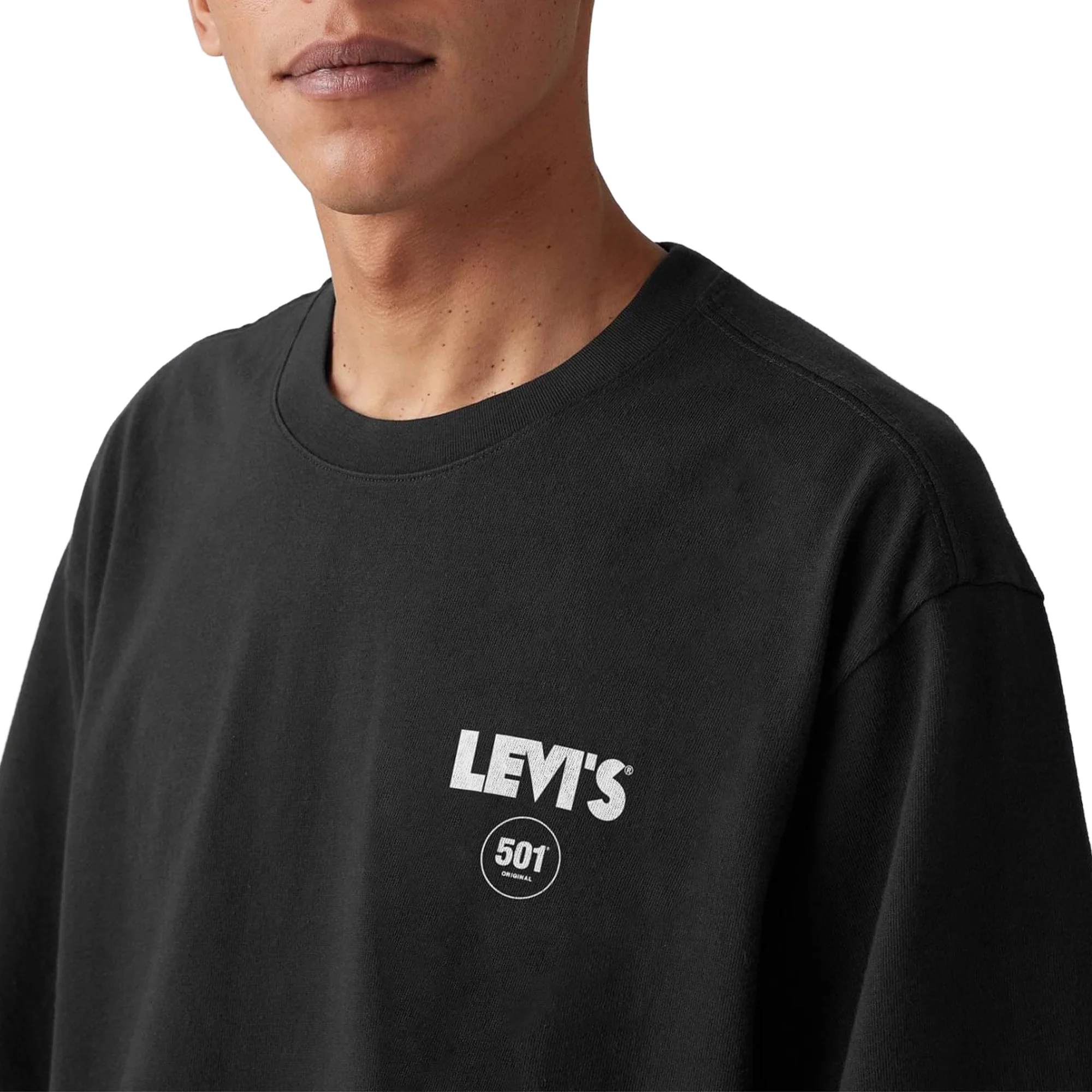 Levis LSE Half Sleeve Tee Zipper Radio Back Print Jet Black - Image 3