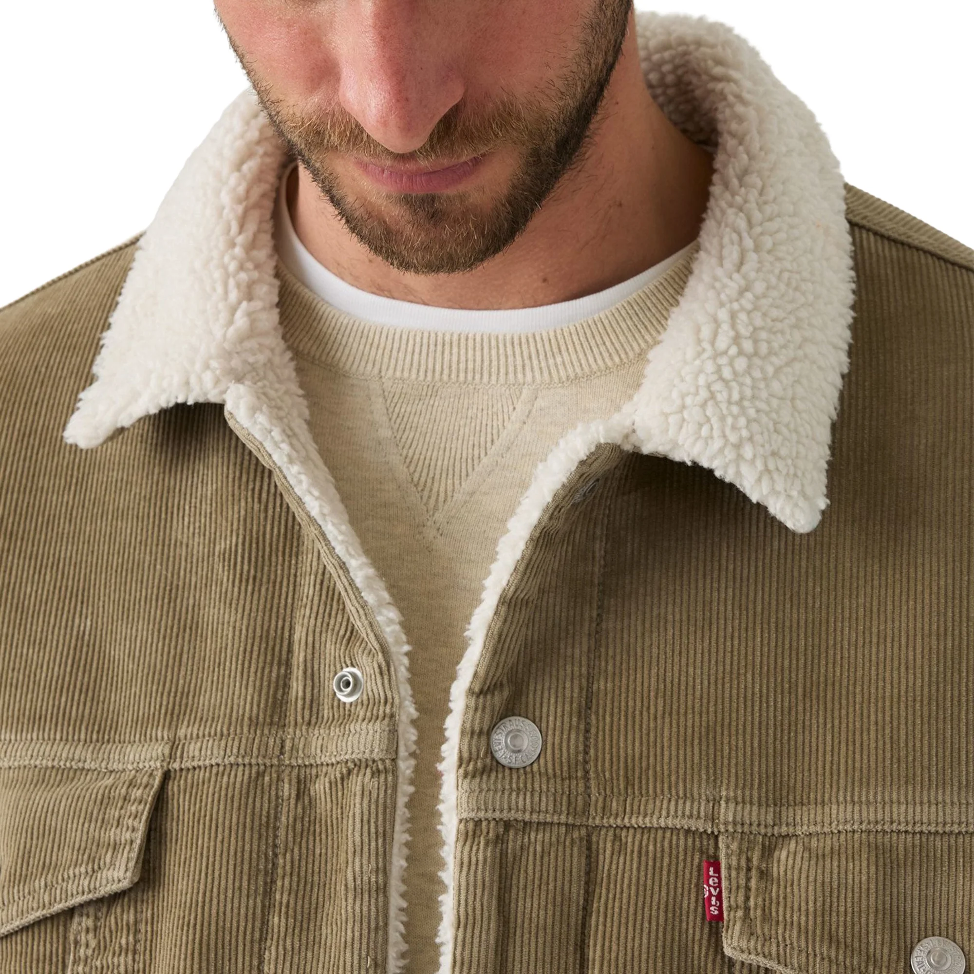 Levis Relaxed Fit Sherpa Trucker Jacket Timber Wolf - Image 3
