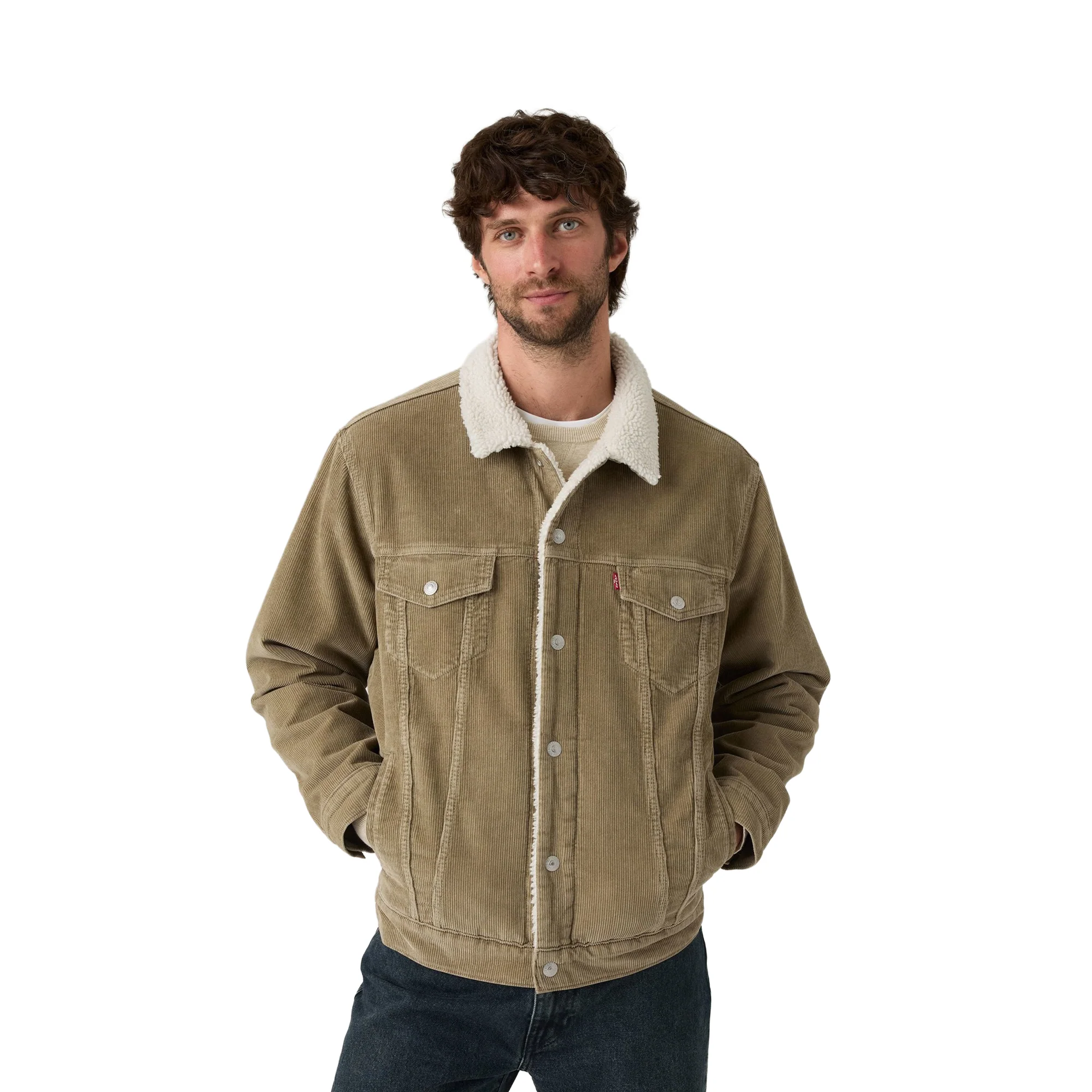 Levis Relaxed Fit Sherpa Trucker Jacket Timber Wolf - Image 4