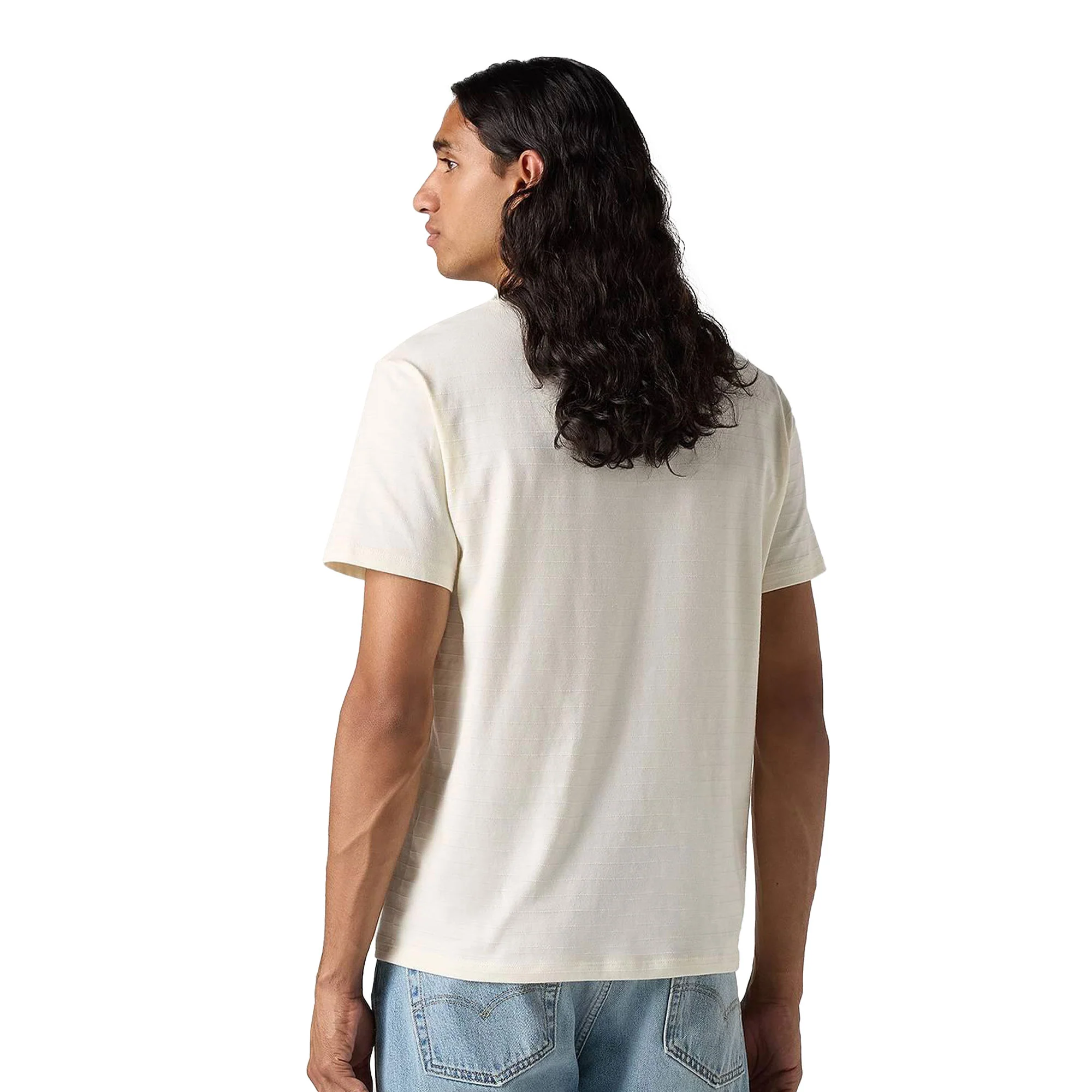 Levis SS Original Housemark Tee Dobby Stripe Bright White - Image 2