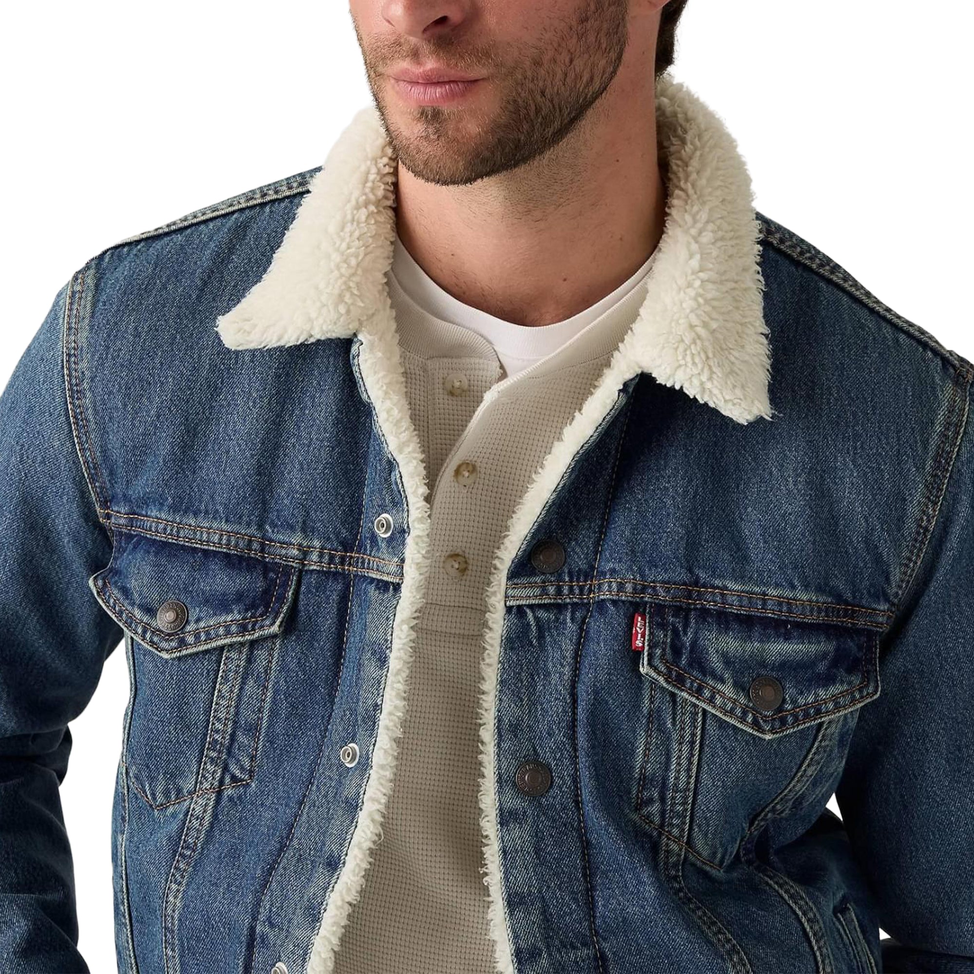 Levis Type 3 Sherpa Trucker Jacket In The Morning - Image 2