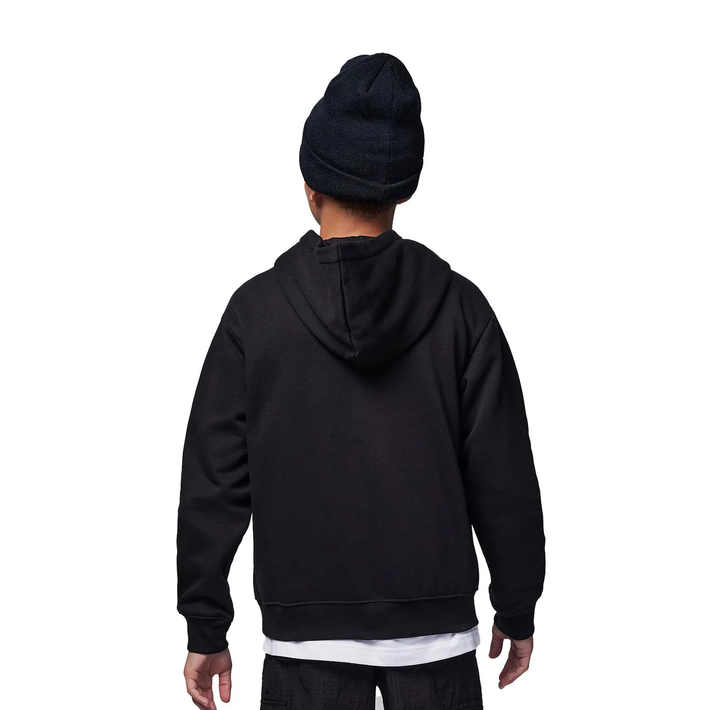 Nike Jordan Boys Hbr Fleece PO Hoodie Black/White-Gym Red - Image 2