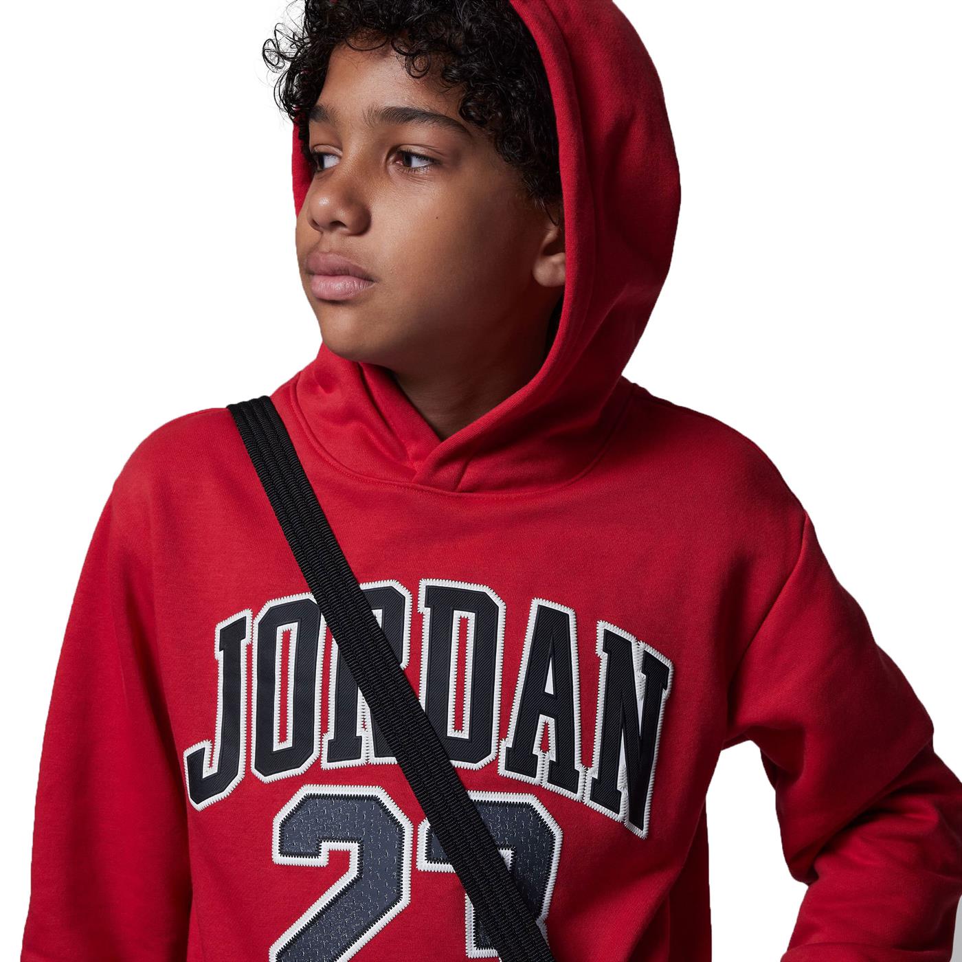 Nike Jordan Boys Hbr Fleece PO Hoodie Gym Red/Black-White - Image 3