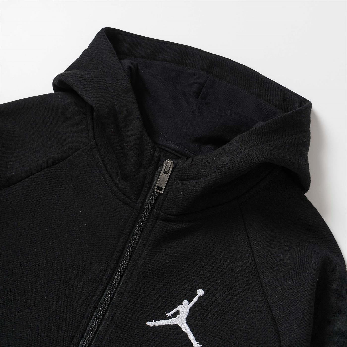 Nike Jordan Boys Jumpman Fleece FZ Hoodie Black/White - Image 3