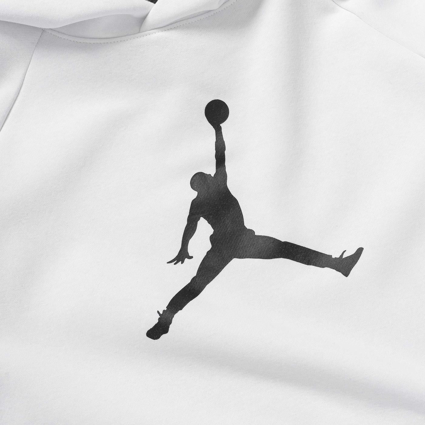 Nike Jordan Boys Jumpman Logo Fleece PO Hoodie White/Black - Image 3