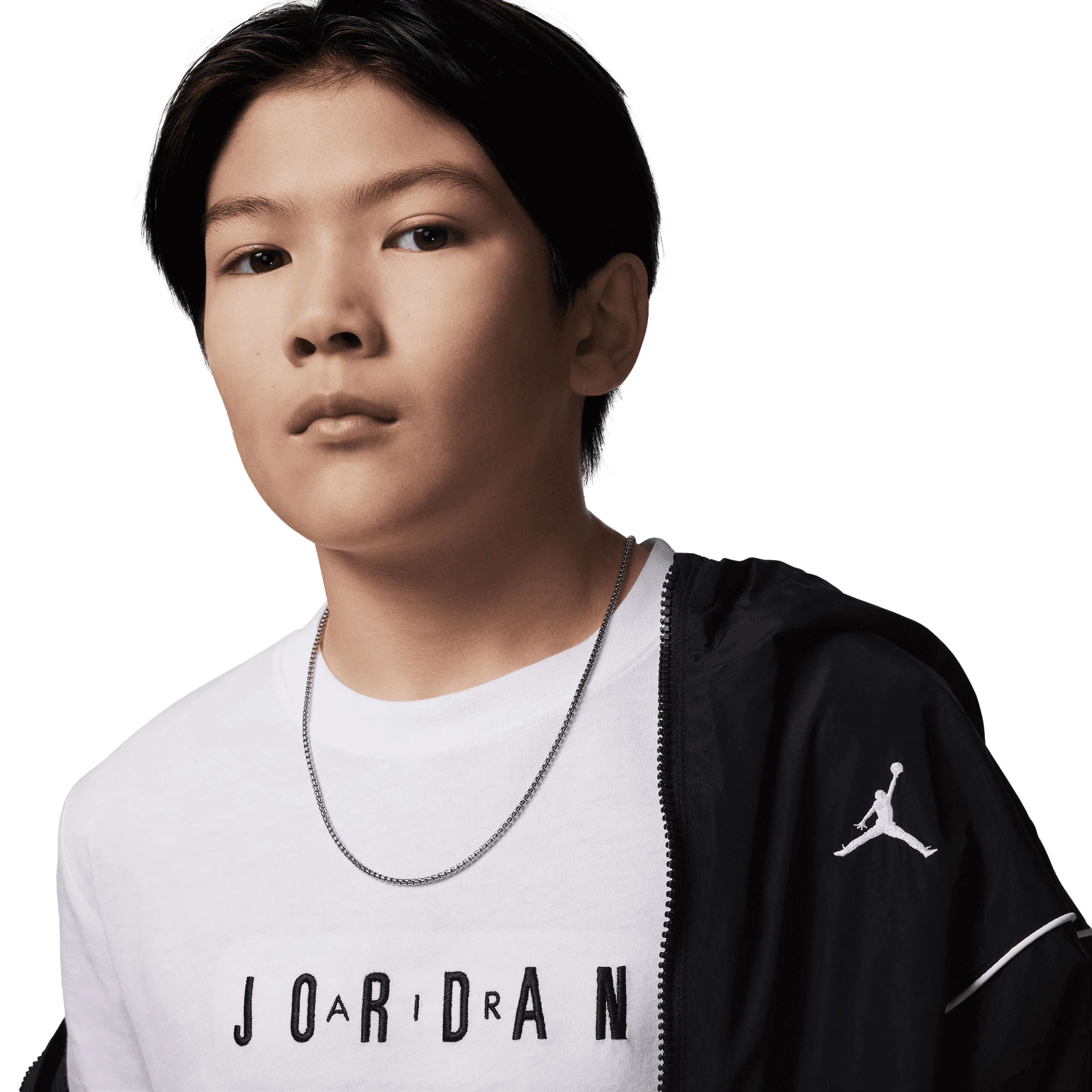 Nike Jordan Boys MJ Wordmark Embroidered Tee White - Image 3