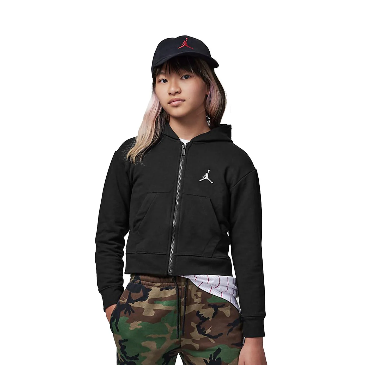 Nike Jordan Girls Essential Boxy Full-Zip Hoodie Black