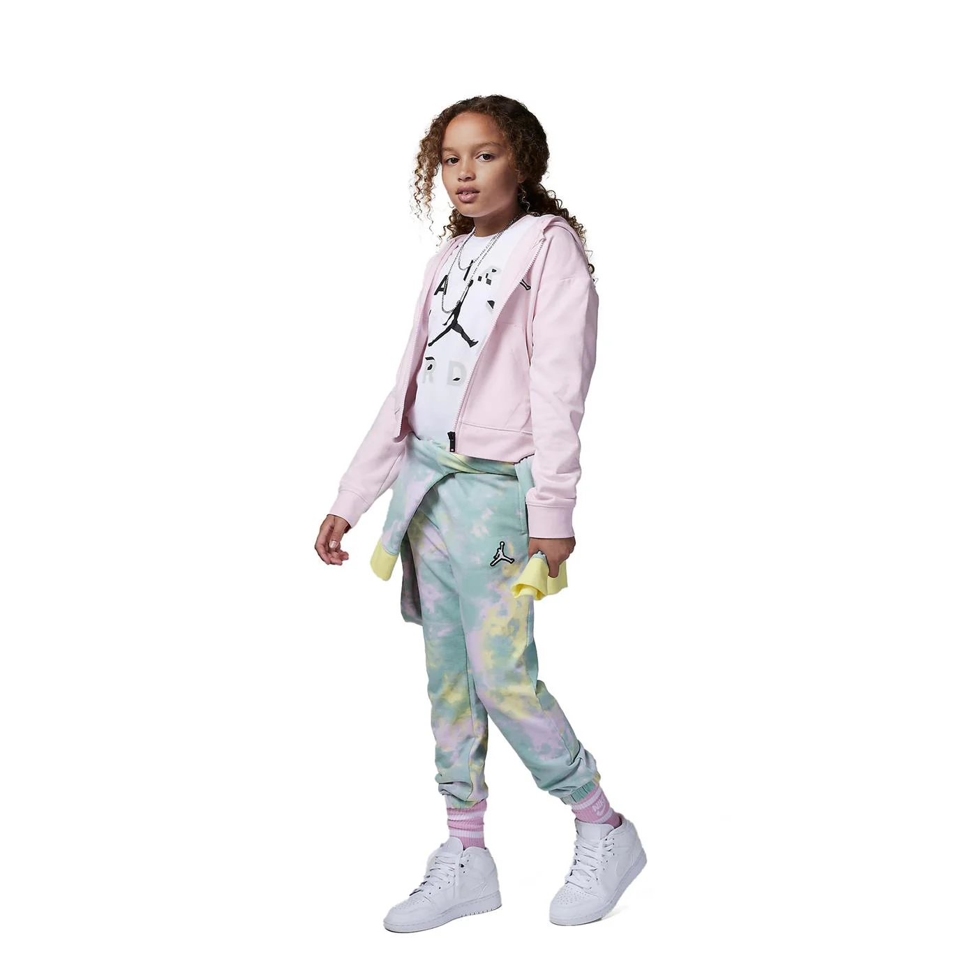 Nike Jordan Girls Essential Boxy Full-Zip Hoodie Pink Foam - Image 2