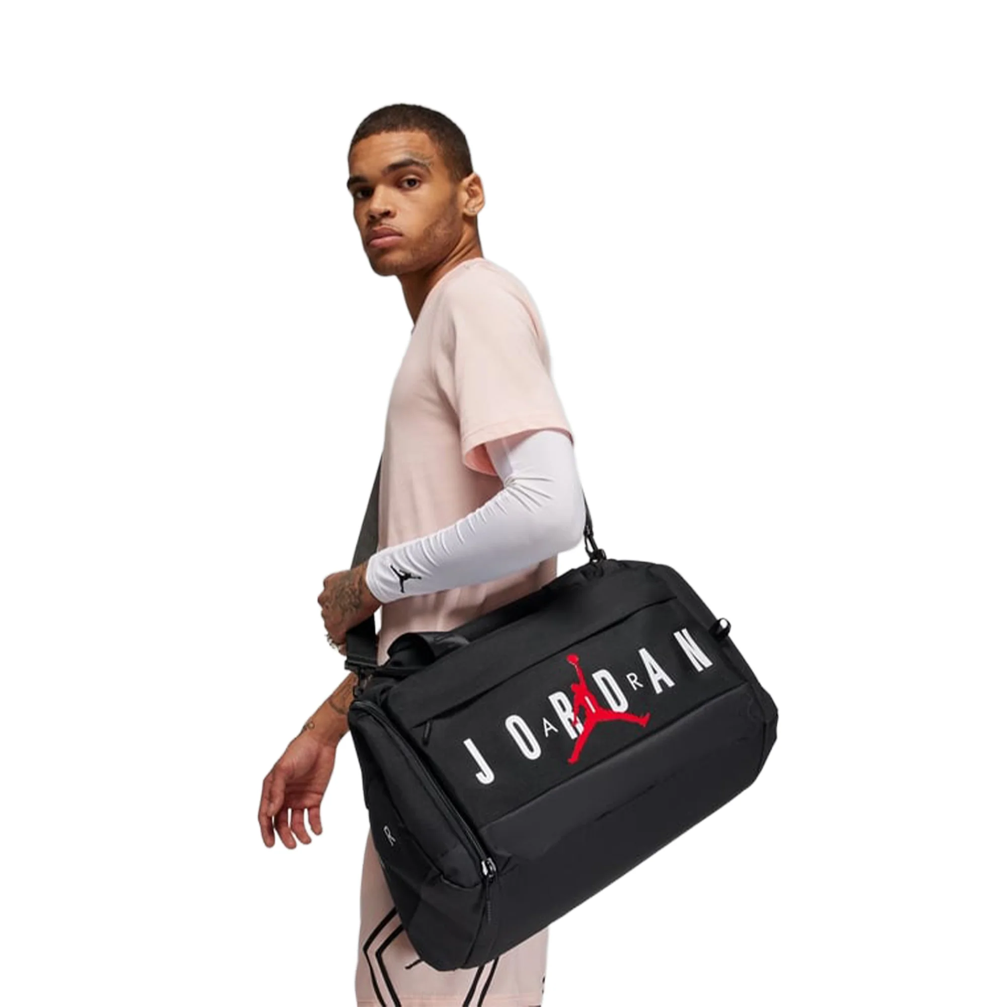Nike Jordan Jam Velocity Duffle Bag Black/White-Gym Red