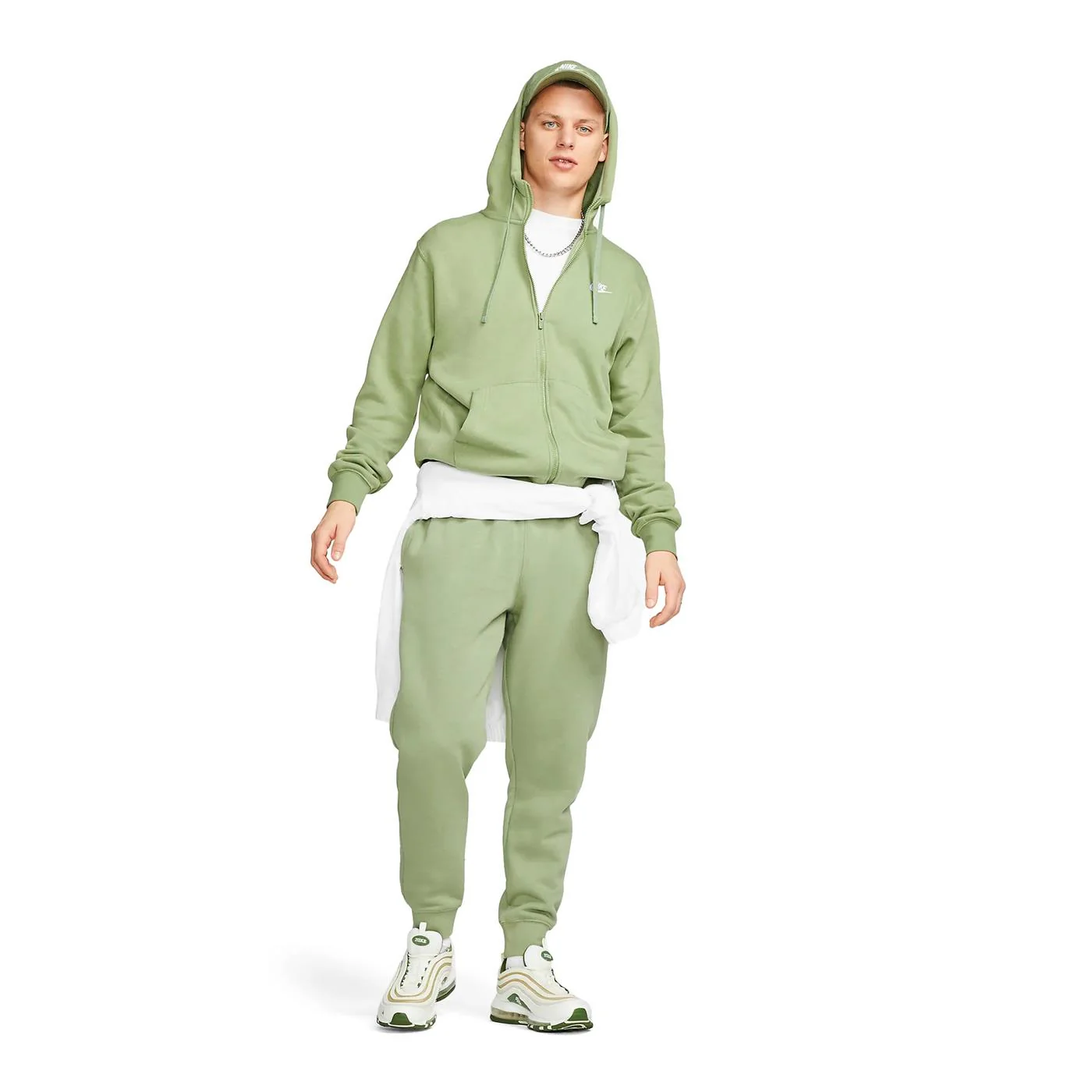 Nike Nsw Club Hoodie FZ BB Oil Green/Oil Green-White - Image 3