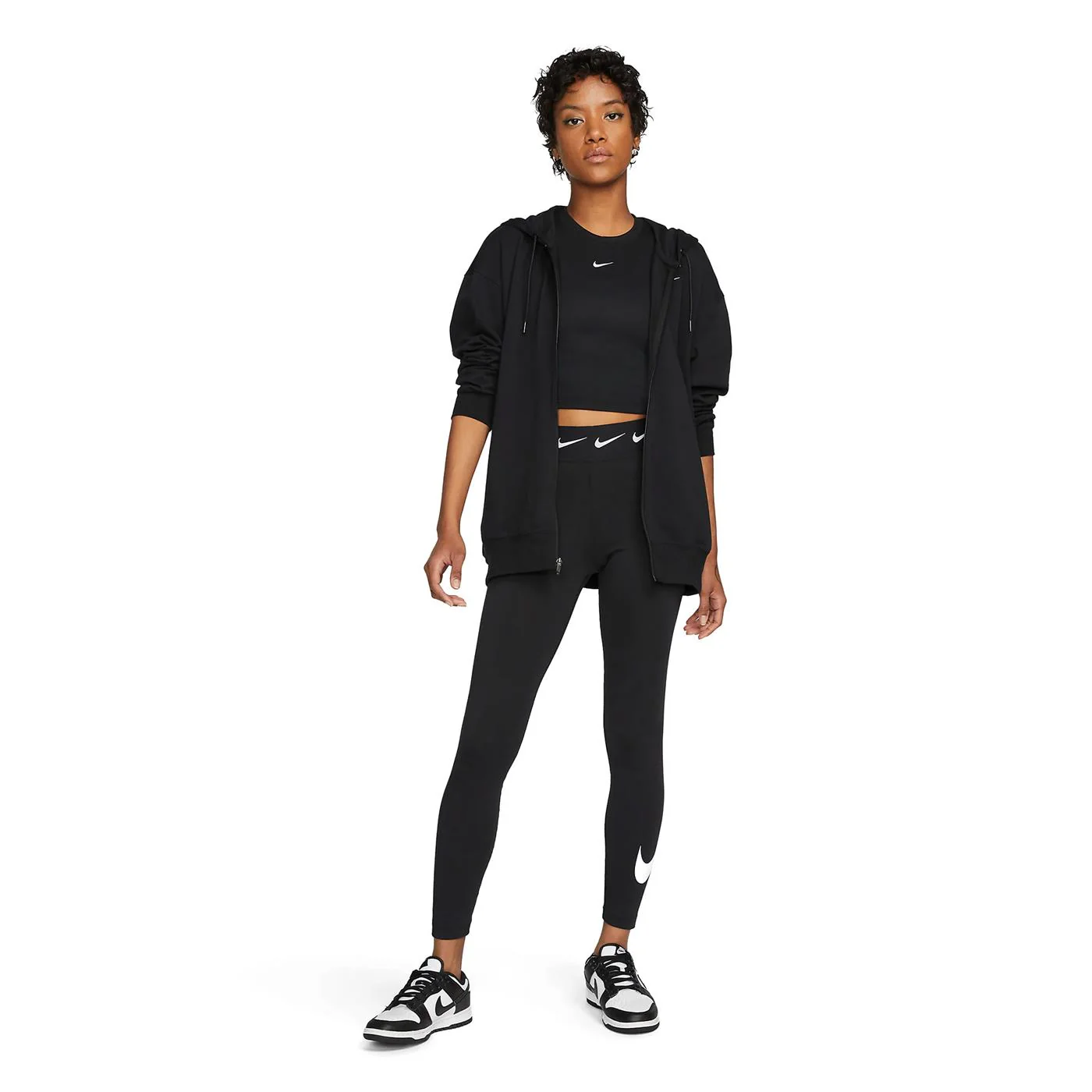 Nike W Jersey Ooversize FZ Hoodie Black/White - Image 5