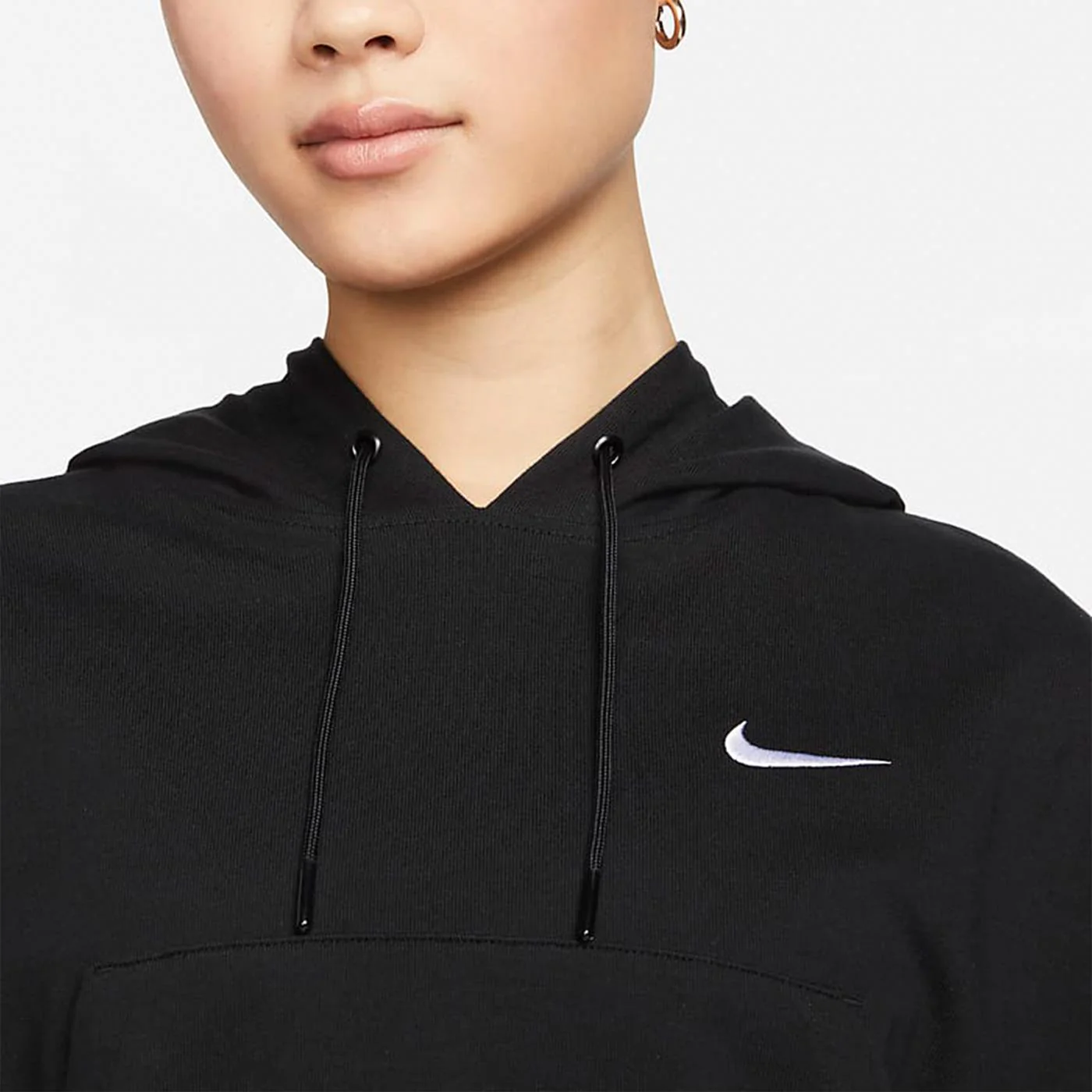 Nike W Oversized Jersey Pullover Hoodie Black/White - Image 5