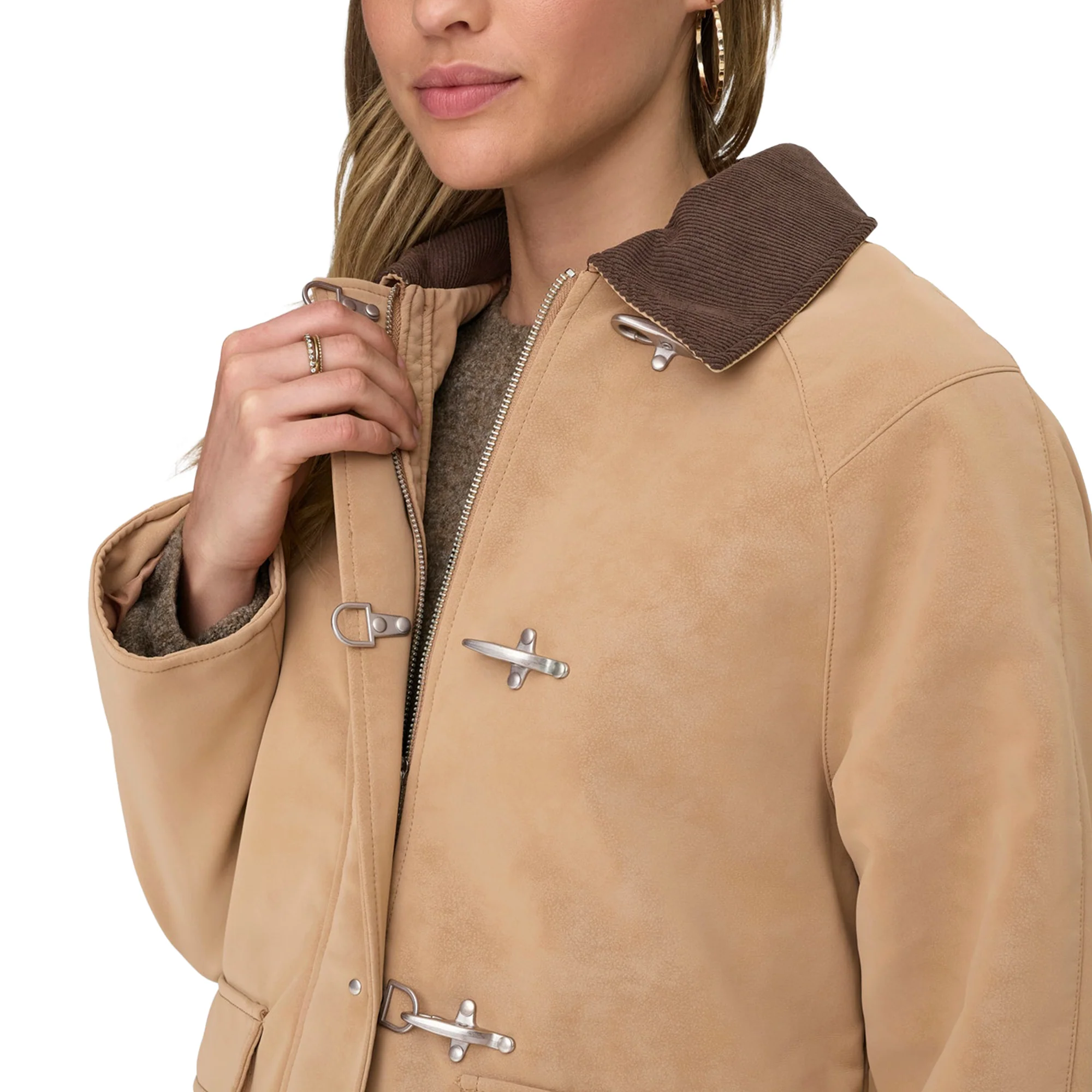 Only Aggie Faux Suede Contrast Jacket Tannin - Image 3