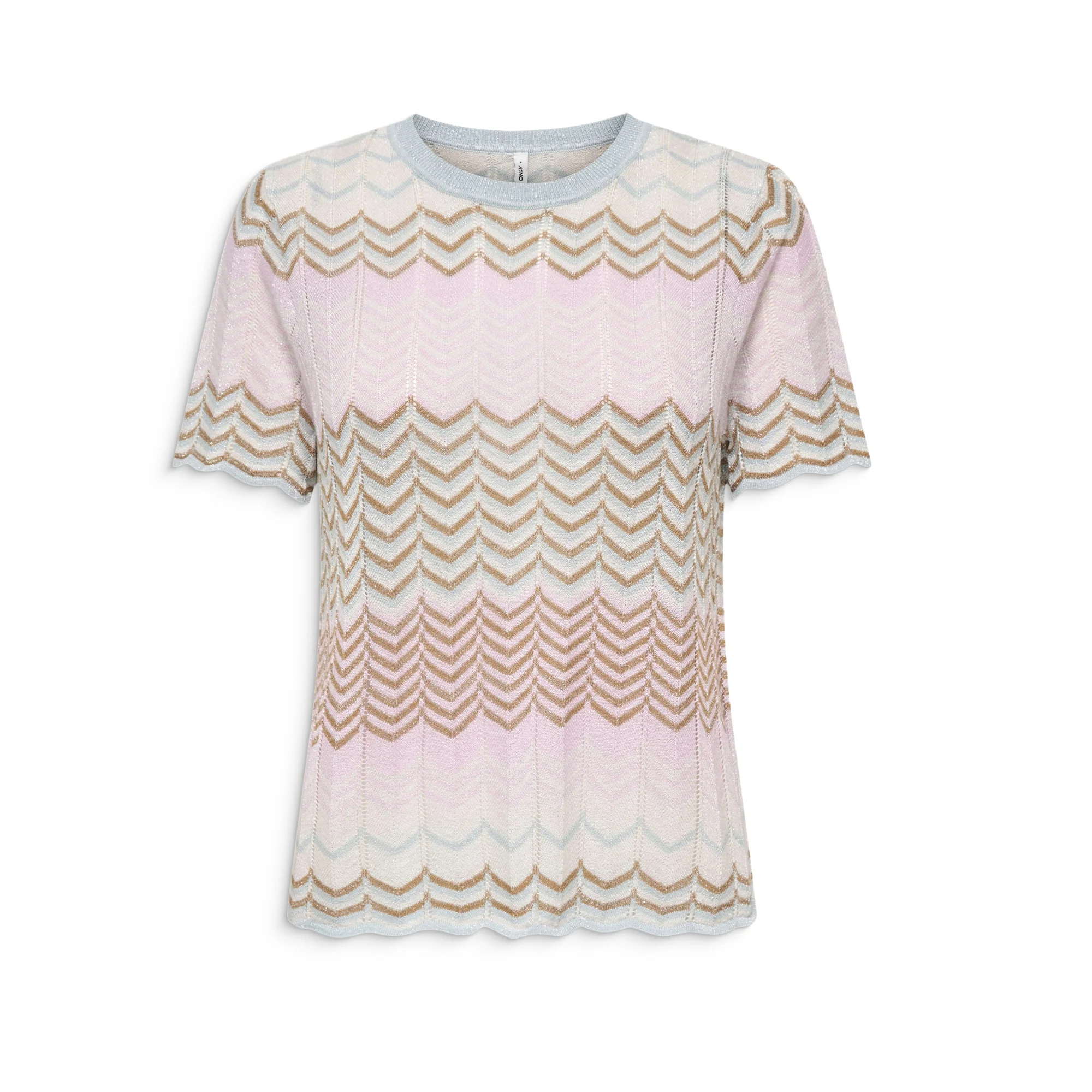 Only Alvira Life SS Glitter O-Neck Knt Cloud Blue/Roseate
