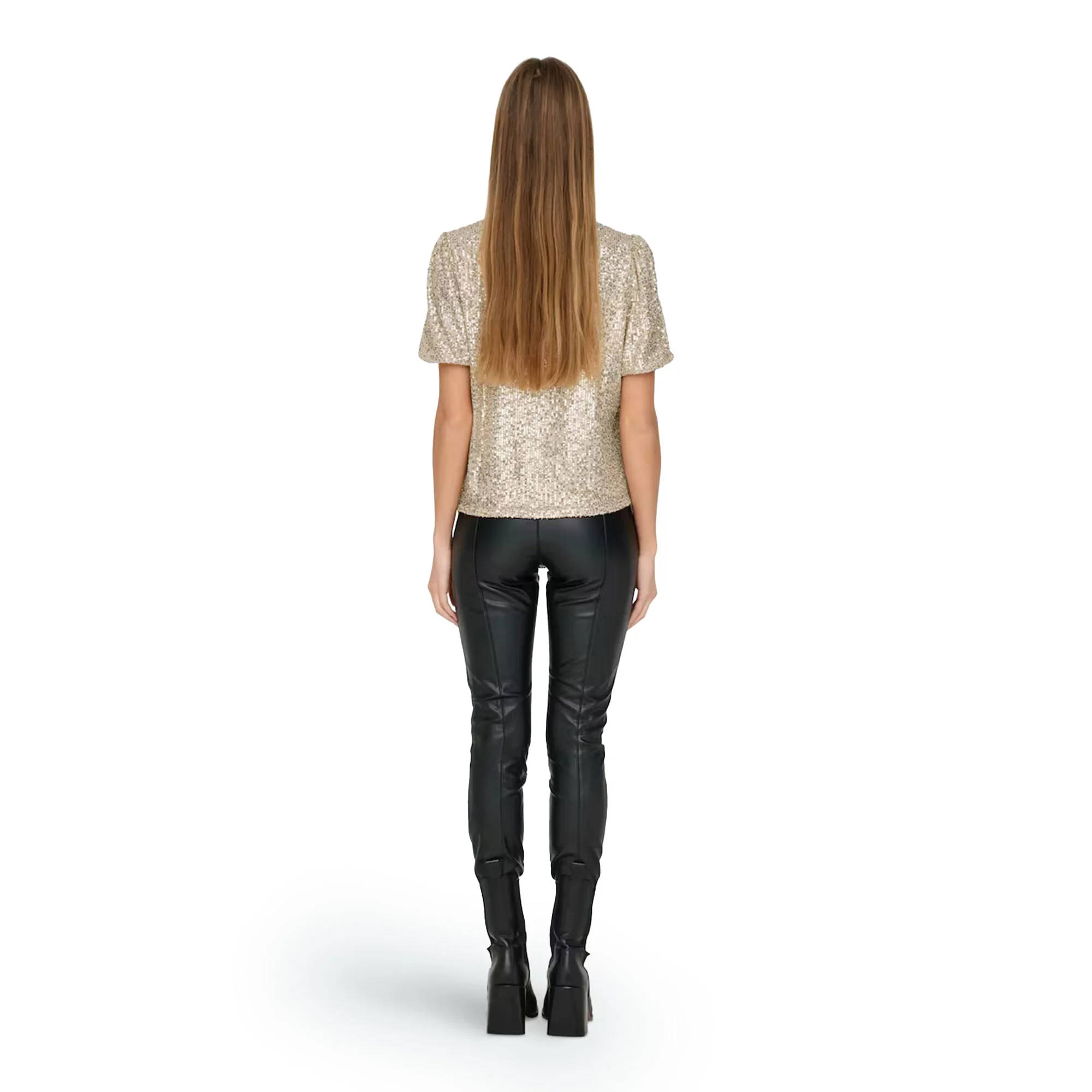 Only Ana S/S Loose Sequins Top Pumice Stone - Image 2