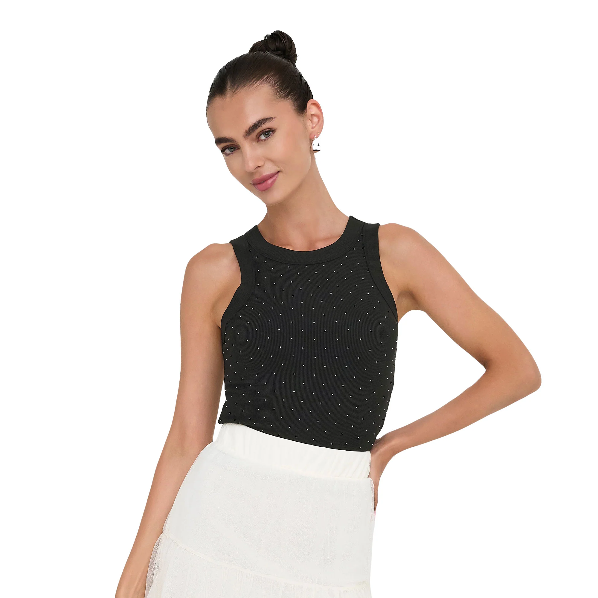 Only Arnhem S/L Rhinestone Top Black