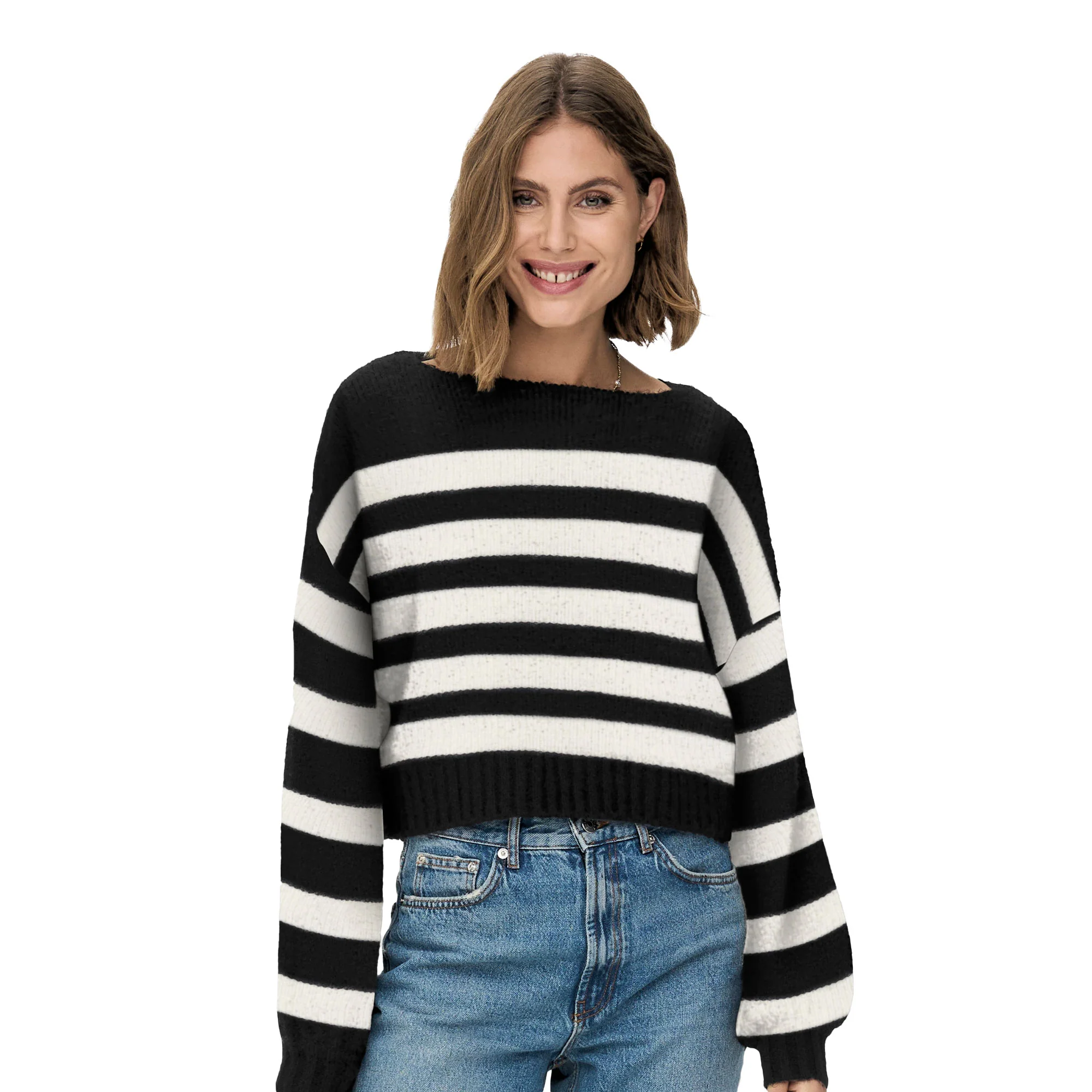 Only Aya Life L/S Boatneck CC Knit Black
