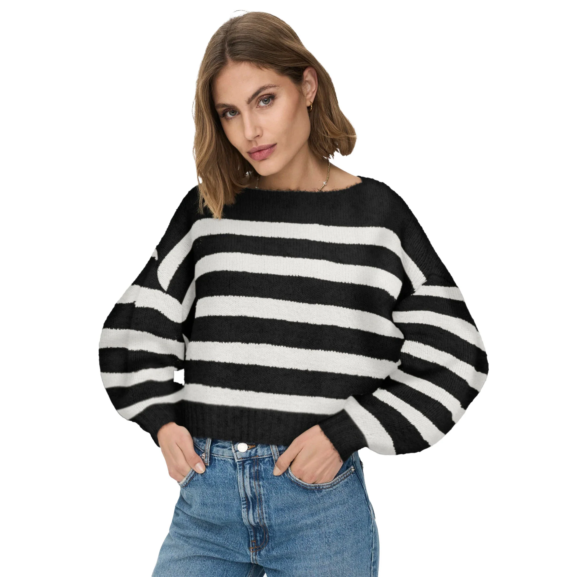 Only Aya Life L/S Boatneck CC Knit Black - Image 3