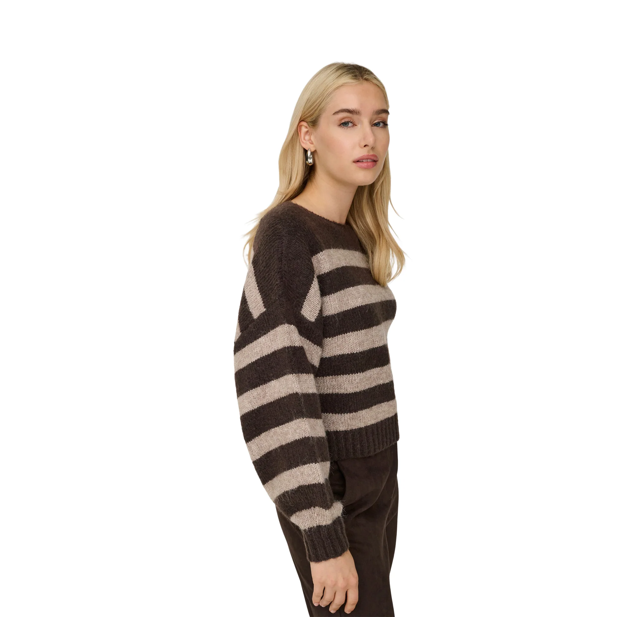Only Aya Life L/S Boatneck CC Knit Seal Brown - Image 3