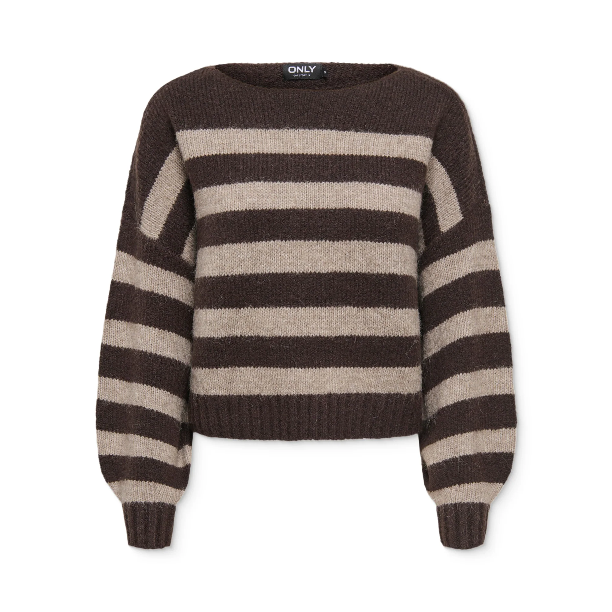 Only Aya Life L/S Boatneck CC Knit Seal Brown - Image 4