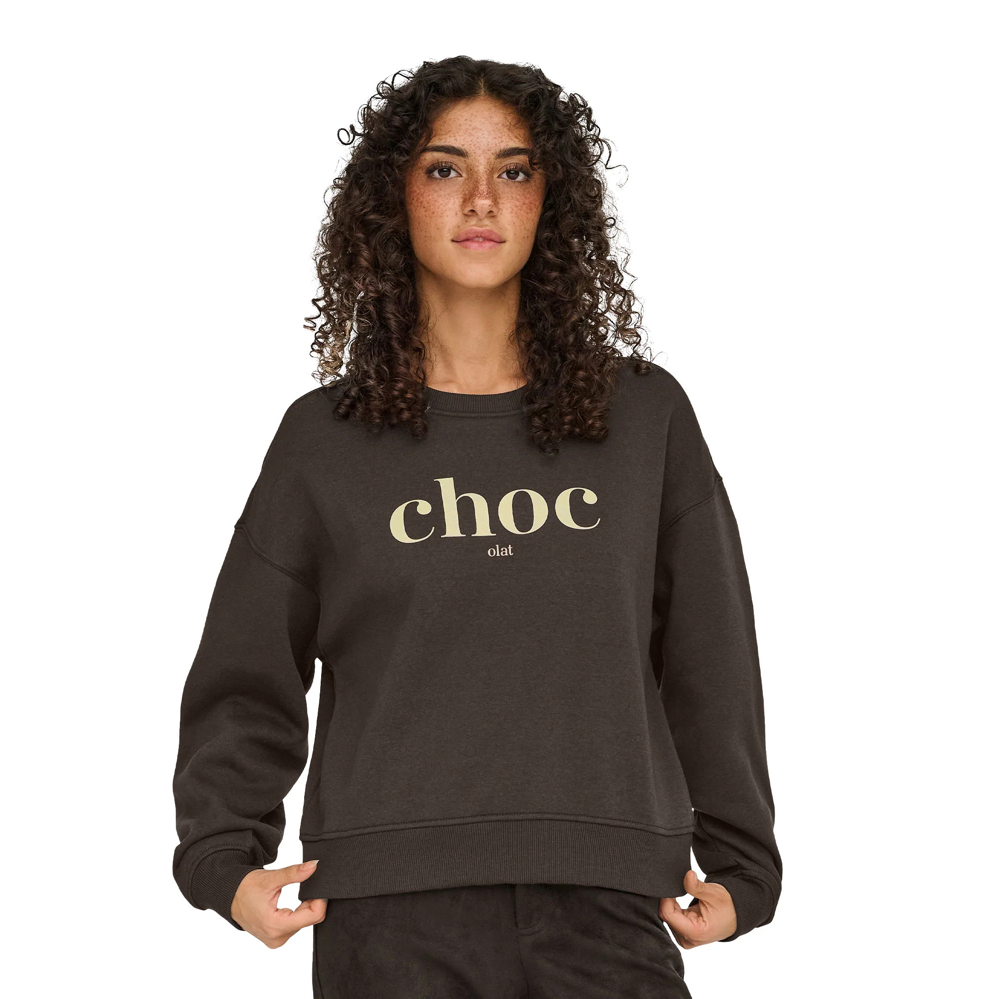 Only Best L/S Print Crew Neck Sweat Chocolate Torte