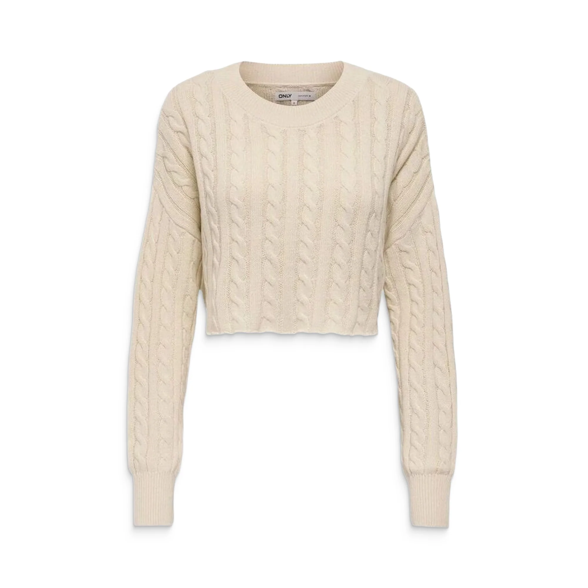 Only Birtie LS Short Cable O-Neck Knit Birch