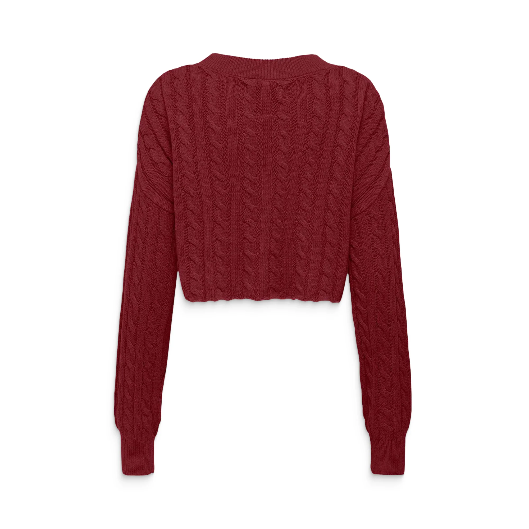 Only Birtie LS Short Cable O-Neck Knit Cabernet - Image 2