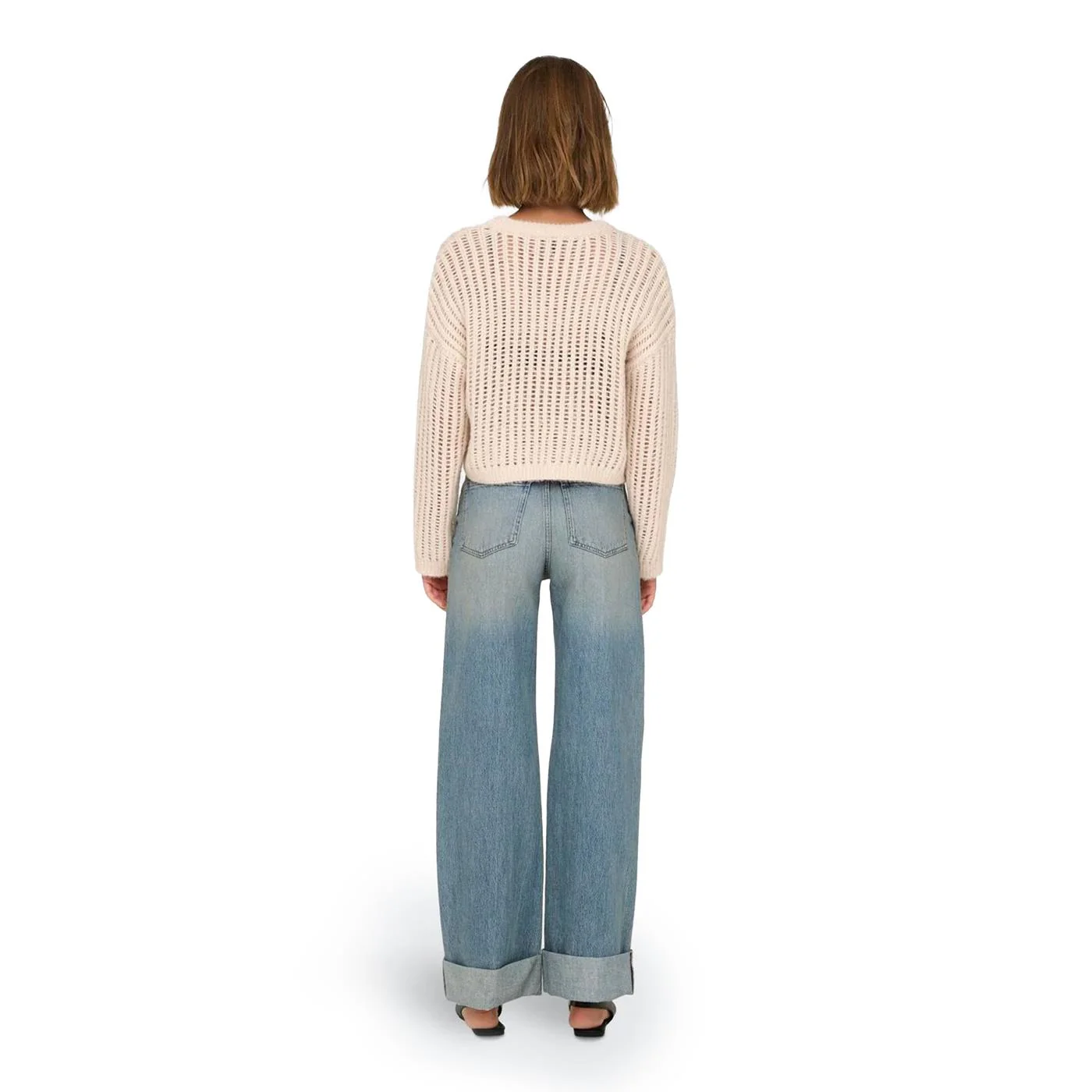 Only Broome HW Wide Fold Up Red Dnm Light Blue Denim - Image 2