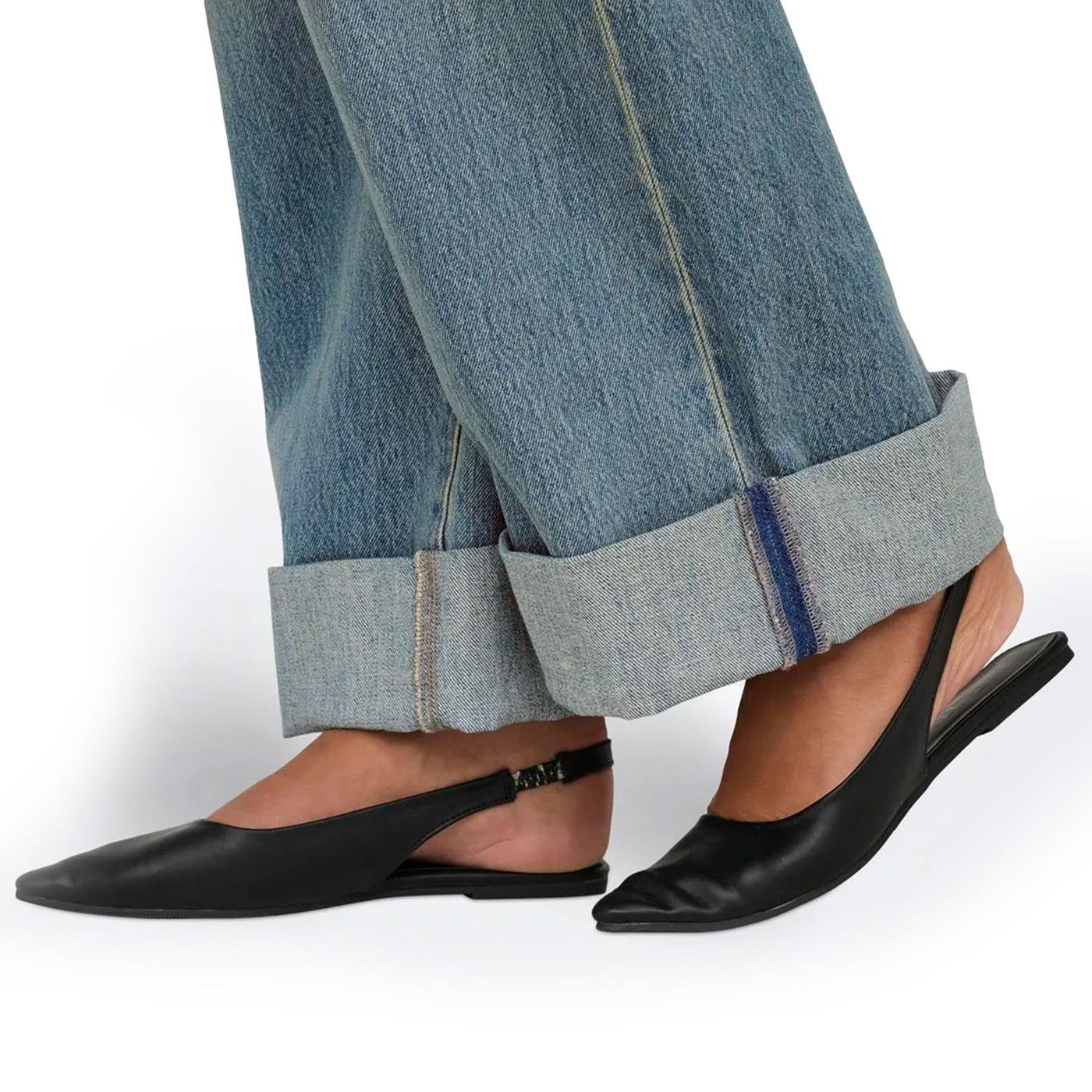 Only Broome HW Wide Fold Up Red Dnm Light Blue Denim - Image 3
