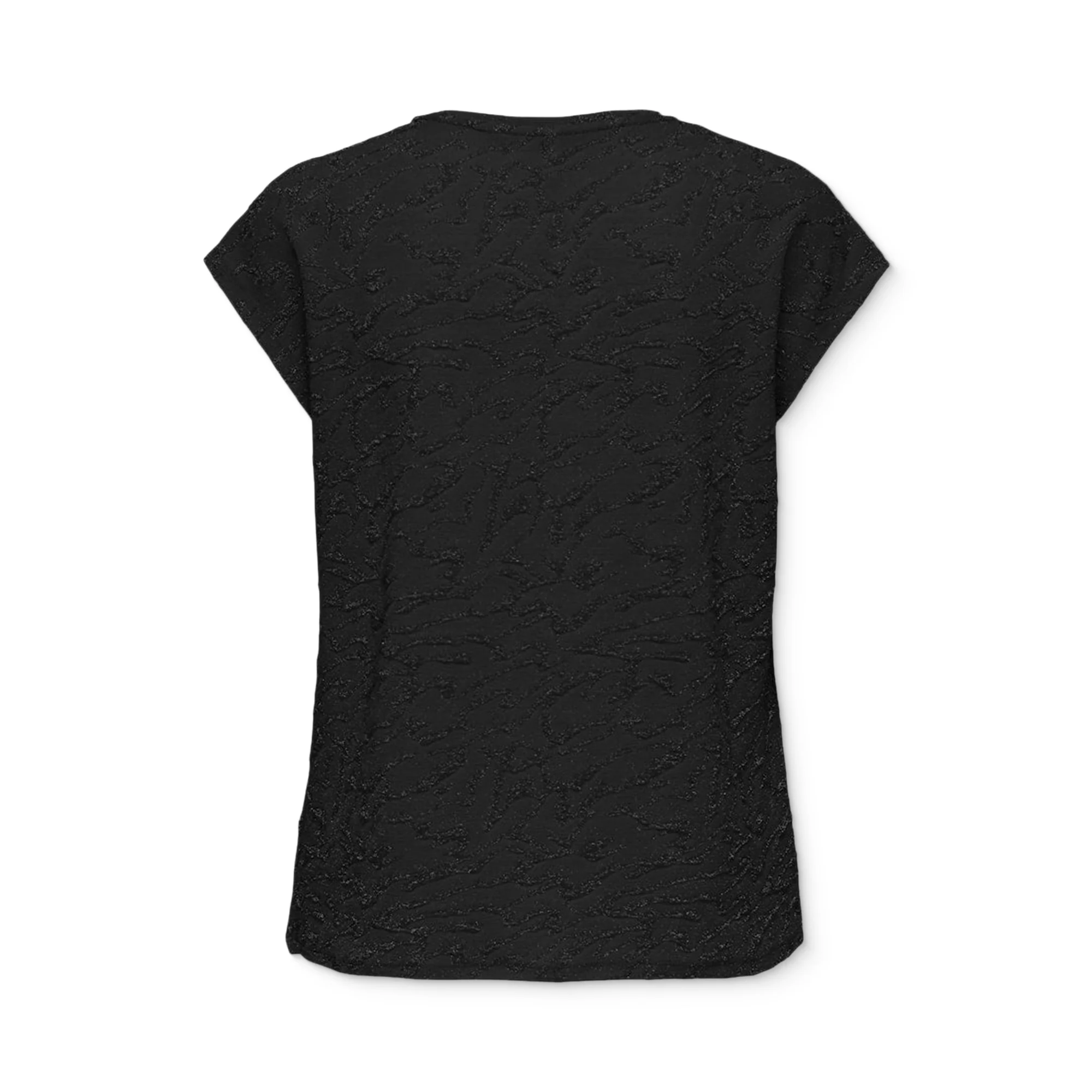 Only Carol S/S V-Neck Glitter Top Black/Zebra - Image 2