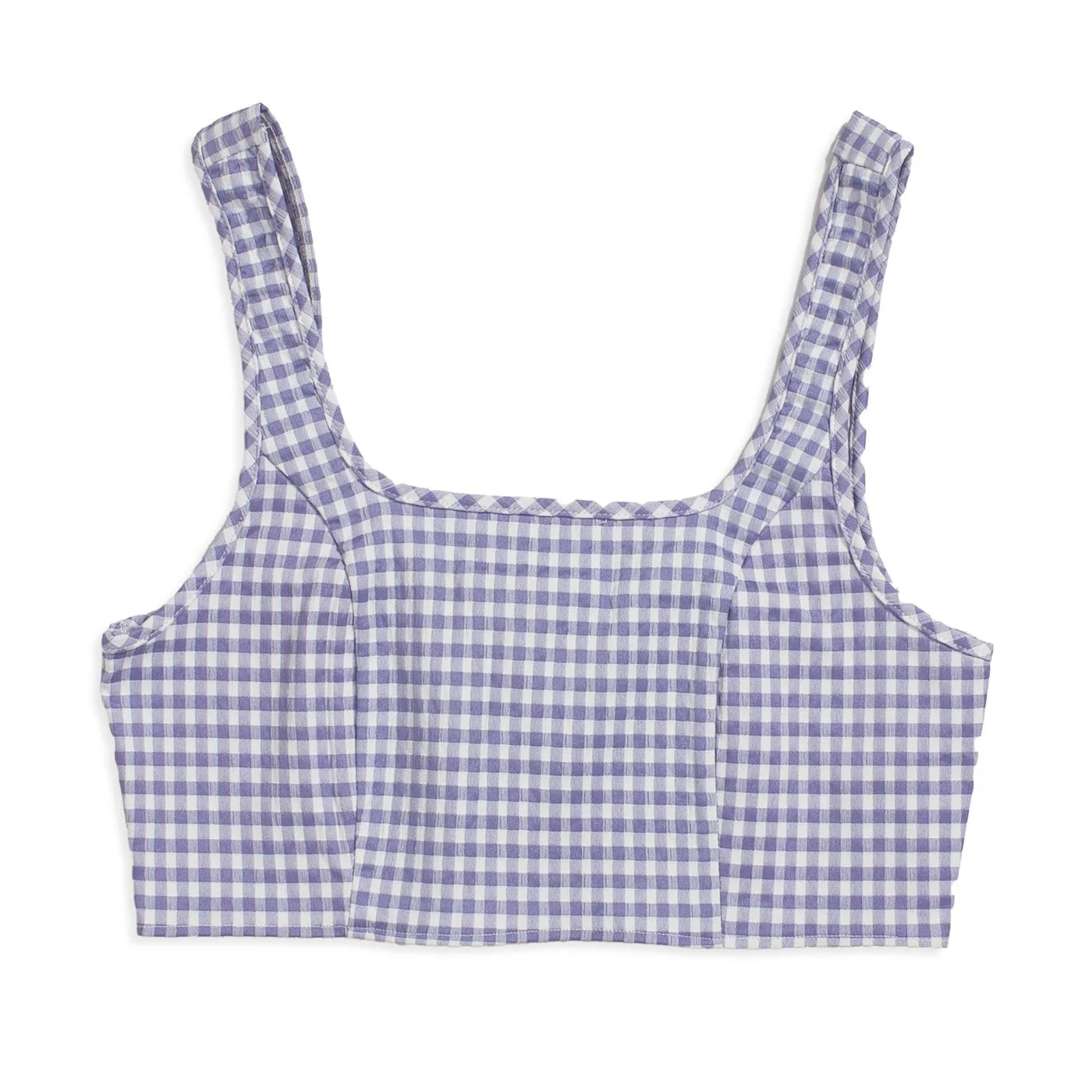 Only Carola S/L Crop Check Top Pnt Purple Rose