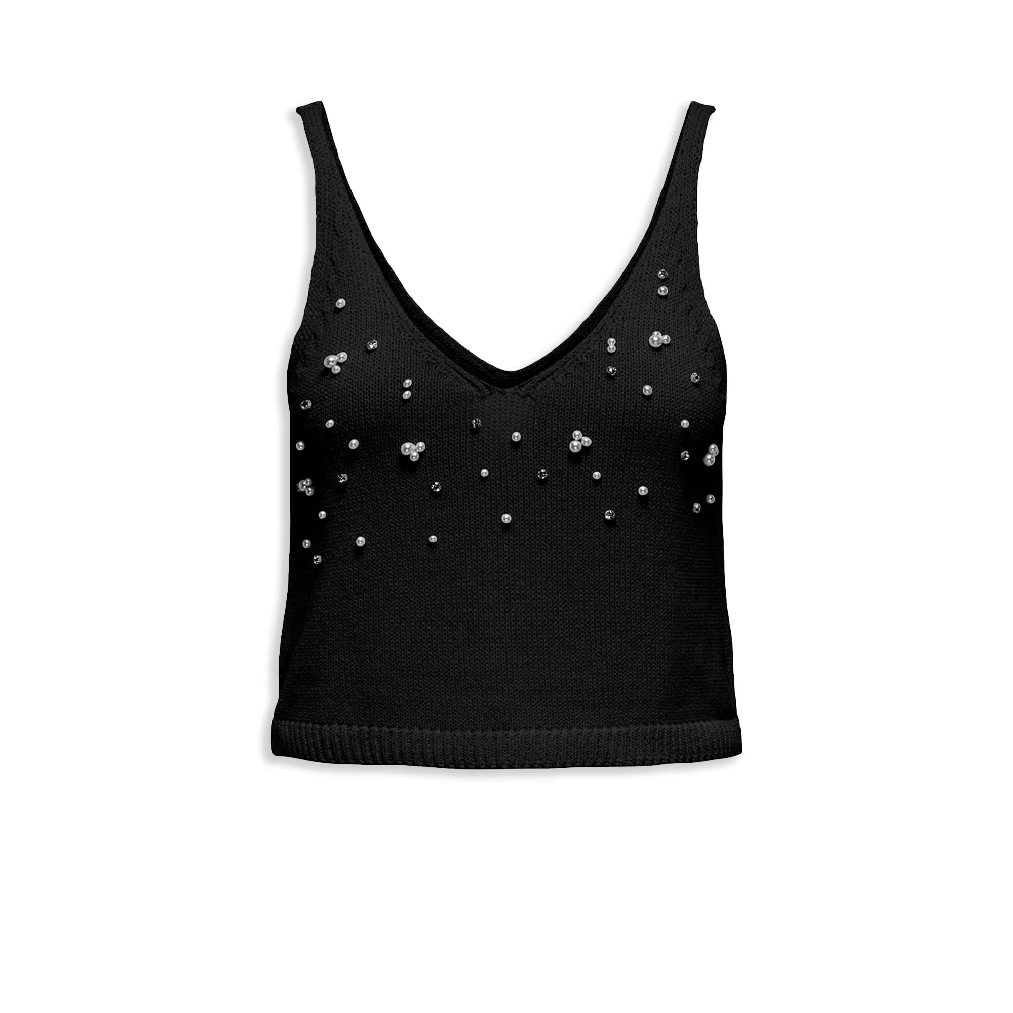 Only Colette Life SL Bling Top Knt Black